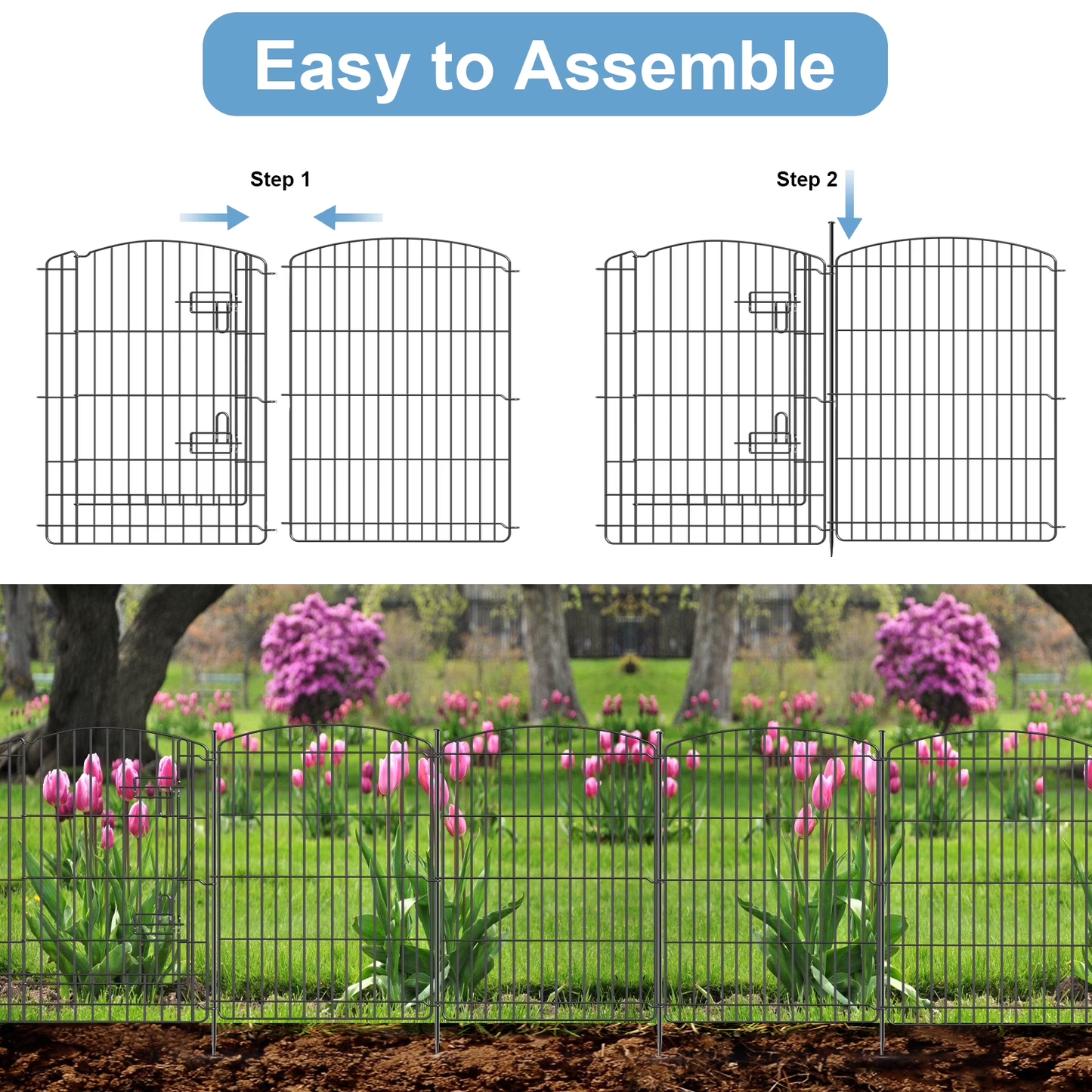 Vipuse 30" Tall 10 Panel Dog Playpen with One Door, Portable Customizable Foldable Metal Fence for Pets, Black