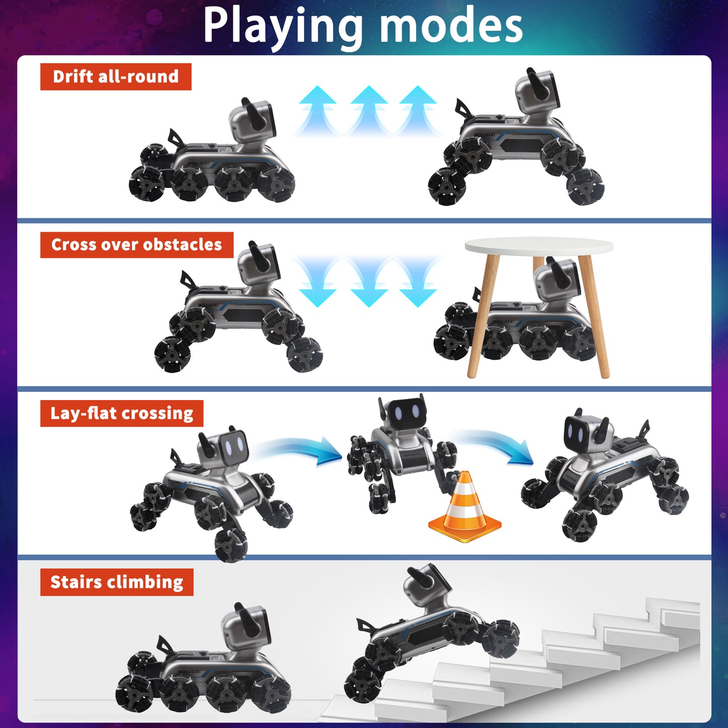 Mibescal Robot dog with 8 wheels