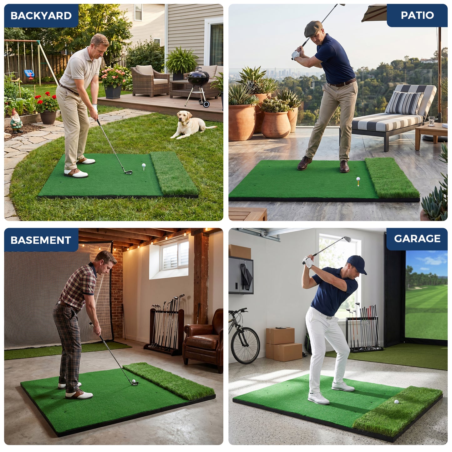 Skyhot 5x4ft Golf Mat, Thickened Artificial Turf Practice Golf Hitting Mat with Ball Tray for Outdoor & Indoor, Gifts for Men/Golfers