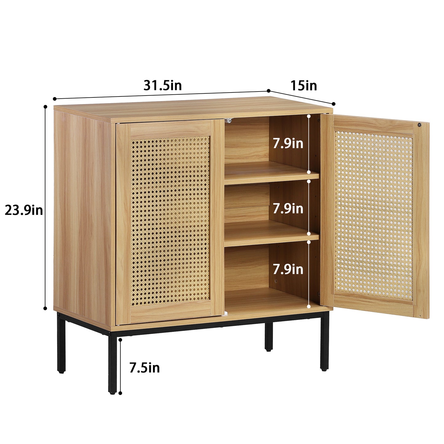 Nifamembo Sideboard Buffet Kitchen Storage Cabinet with Rattan Decorated Doors, Liquor/Accent Cabinet, Natural