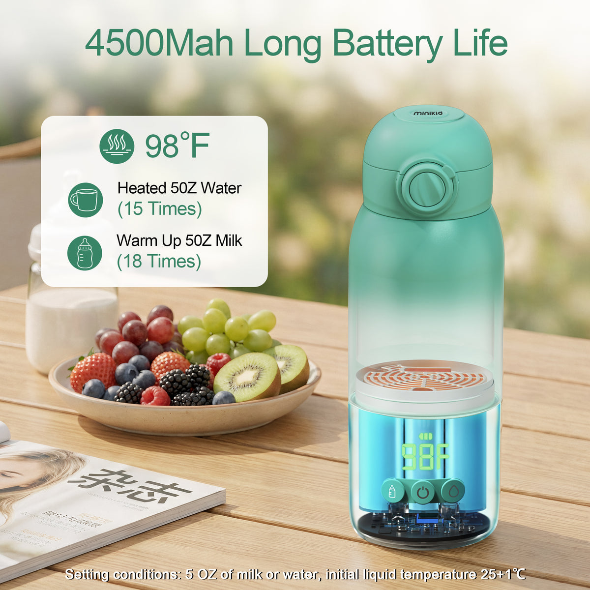 Vipuse Upgraded Bottle Warmer for Baby , Dual Heating Modes for Breast Milk and Water, 12 OZ Portable Milk Warmer, Green
