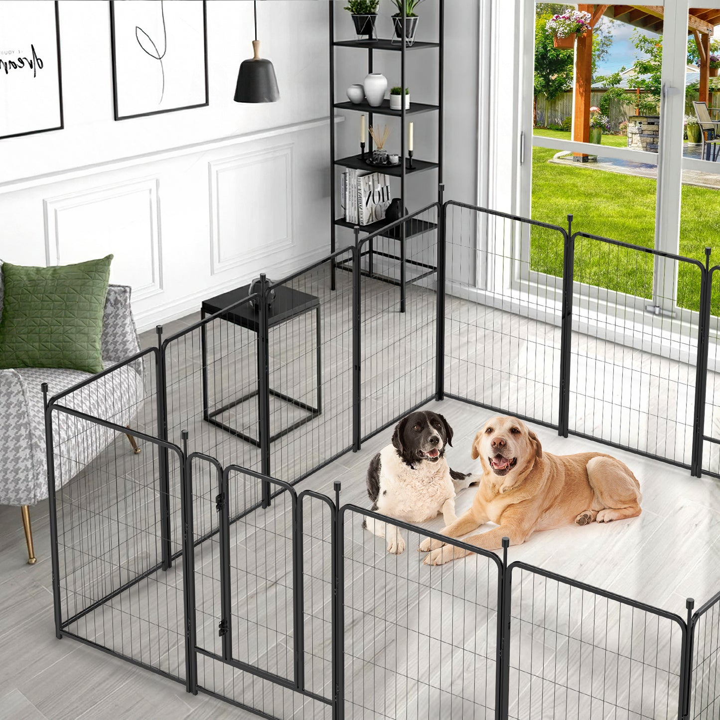 Vipuse 40″ Tall 16 Panels Metal Dog Playpen for Exercise Outdoor Indoor Fence, Black