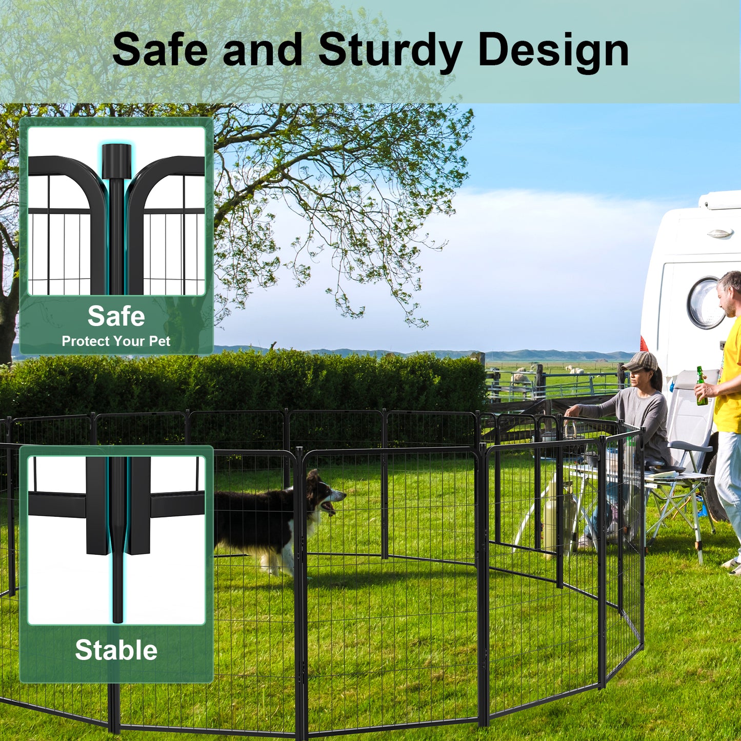 Vipuse 40″ Tall 16 Panels Metal Dog Playpen for Exercise Outdoor Indoor Fence, Black