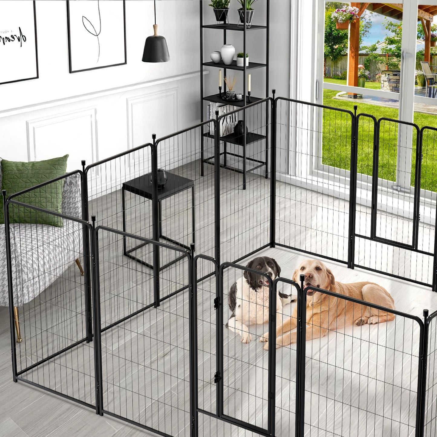 Vipuse 45″ Tall 16 Panels Metal Dog Playpen for Exercise Outdoor Indoor Fence, Black