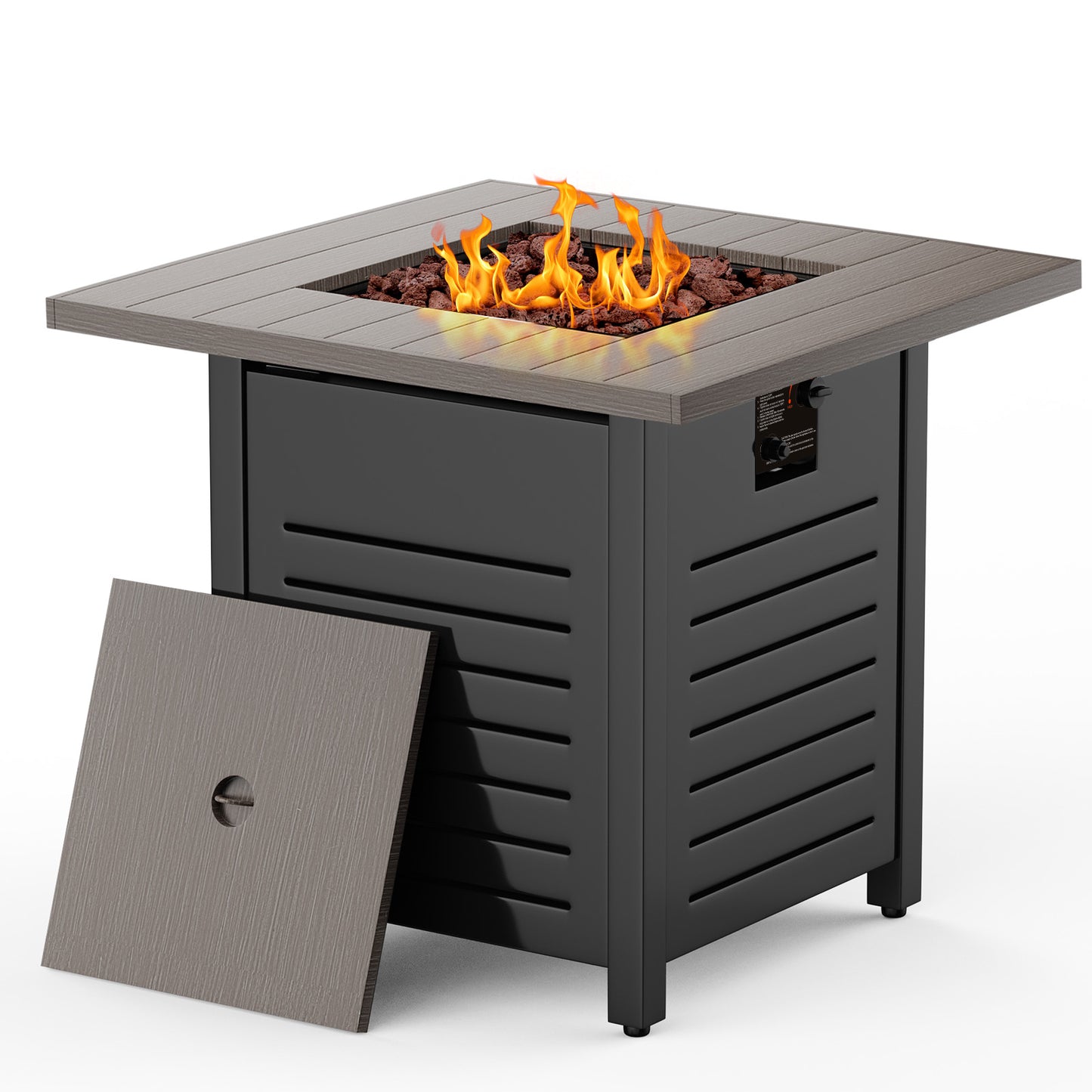 28" Square 50,000 BTU Propane Gas Fire Pit Table with Metal(Steel)&Hand painted paint desktop