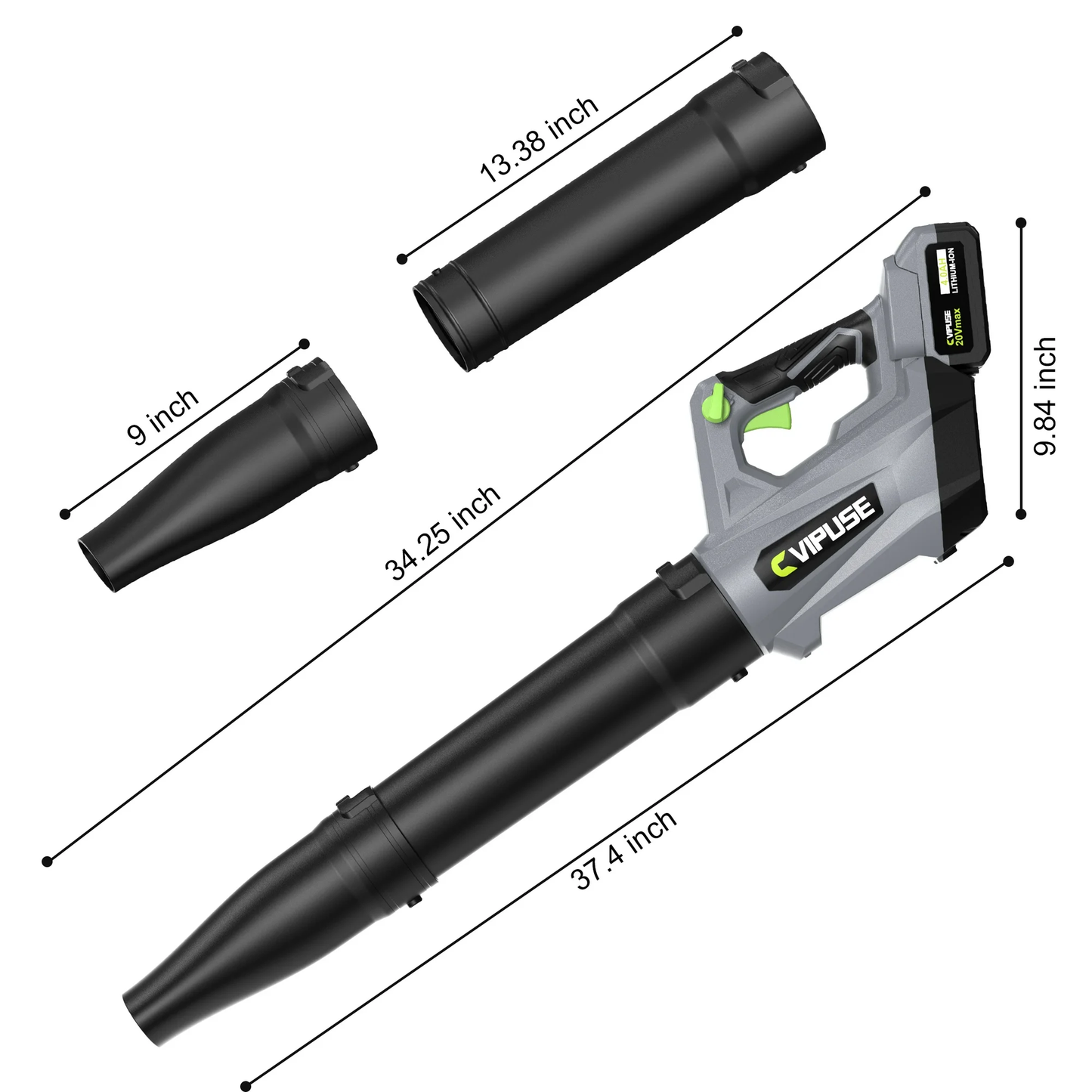 Vipuse Cordless Stepless Speed 600CFM 160MPH Leaf Blower with One 4.0Ah Batteries and Charger, 20V Electric Tool for Patio Cleaning/Lawn Care/Blowing Leaves/Dust