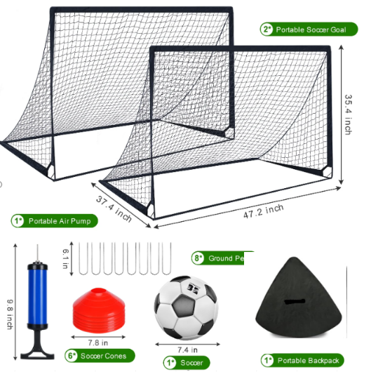 Vipuse 2 Pack 4x3ft Soccer Goals&Ball Set for Kids/Teenagers, Portable Pop Up Training Kits for Backyard/Outdoors