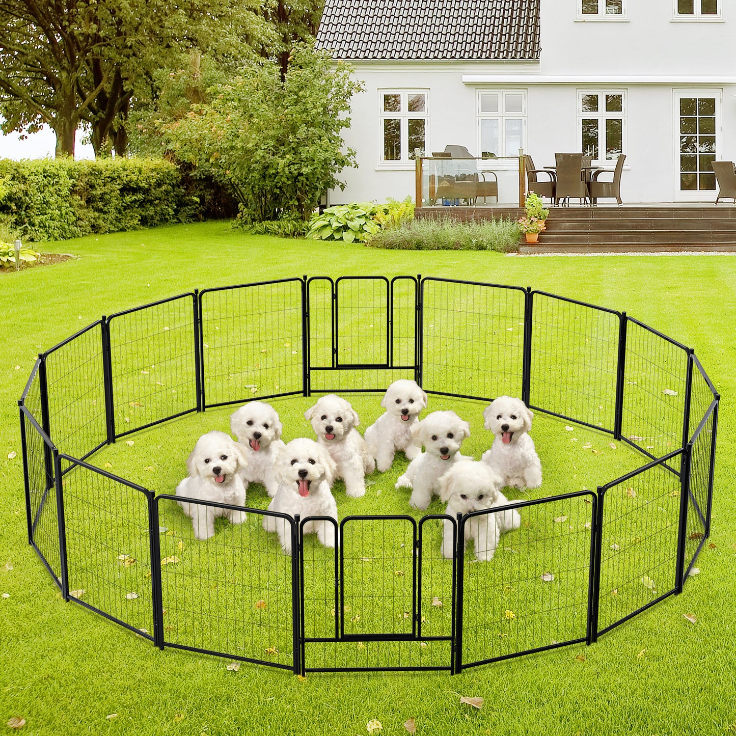 Vipuse 32″ Tall 16 Panels Heavy Duty Metal Dog Playpen for Exercise Outdoor Indoor Fence, Black