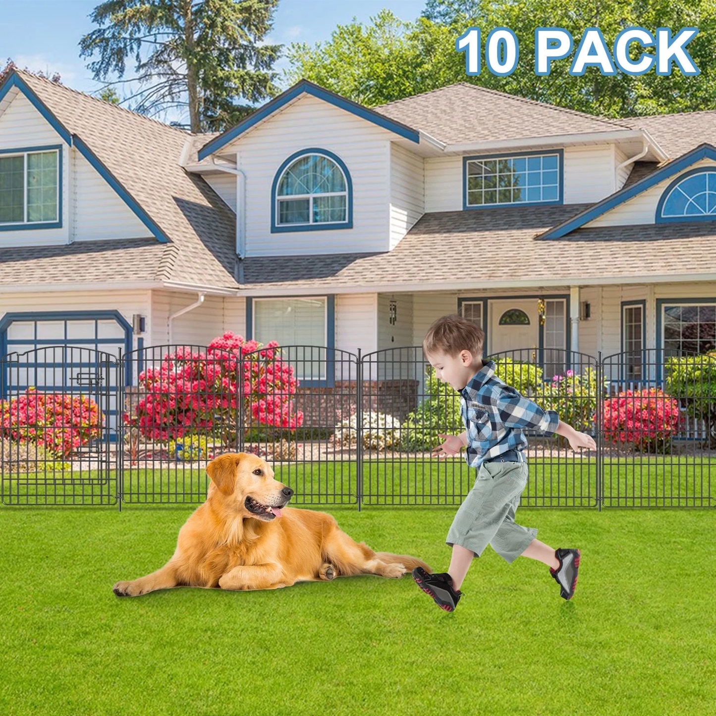 Vipuse 30" Tall 10 Panel Dog Playpen with One Door, Portable Customizable Foldable Metal Fence for Pets, Black