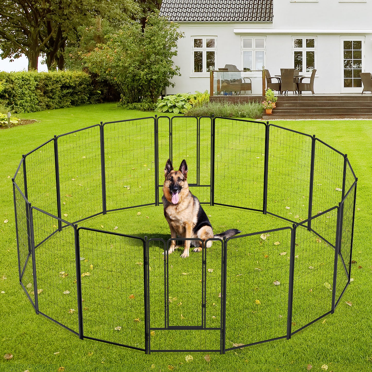 Vipuse 45″ Tall 16 Panels Metal Dog Playpen for Exercise Outdoor Indoor Fence, Black