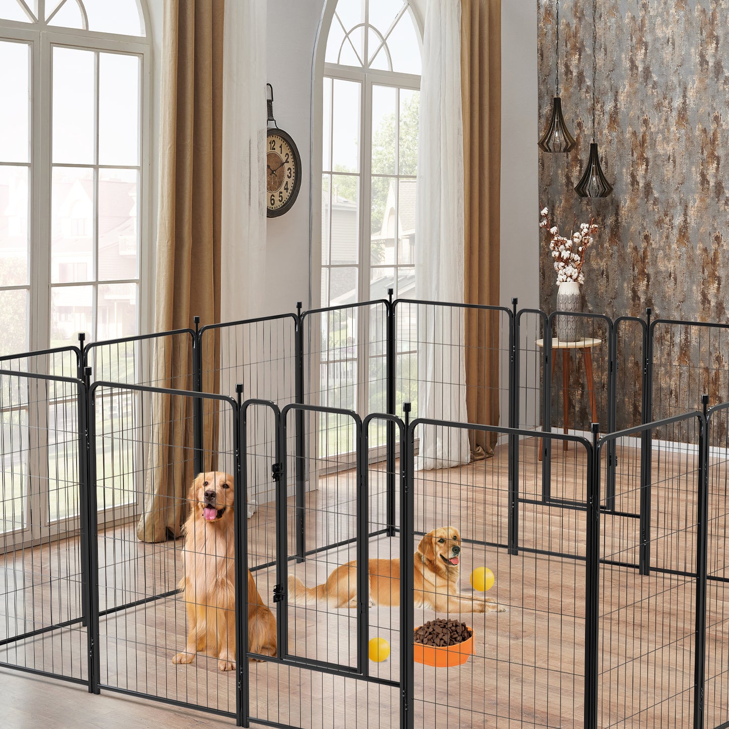 Vipuse 45″ Tall 16 Panels Metal Dog Playpen for Exercise Outdoor Indoor Fence, Black