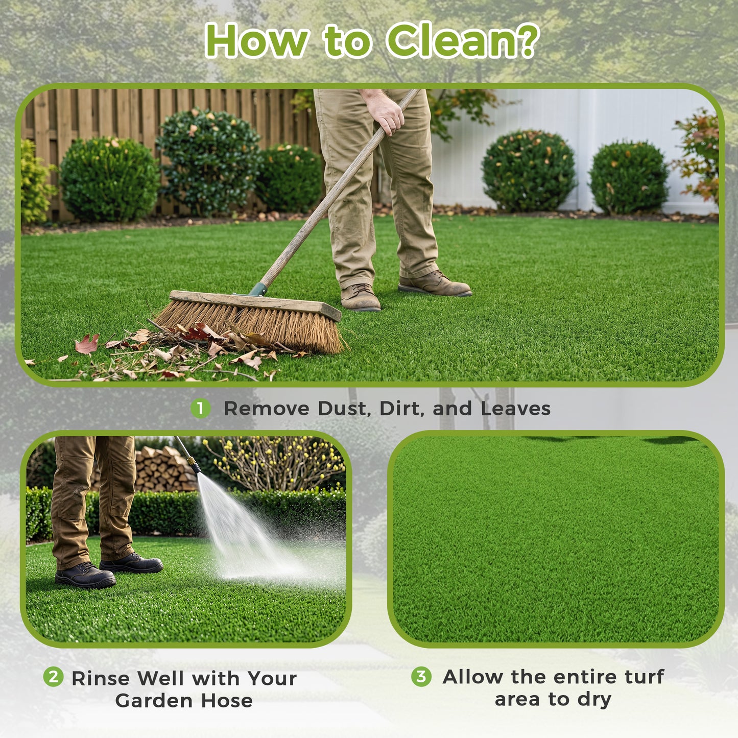 Vipuse Artificial Grass Rug, 5 x 6.5FT Faux Grass Turf with Drainage Holes for Garden Lawn Landscape Balcony Patio Backyard Easter Decor