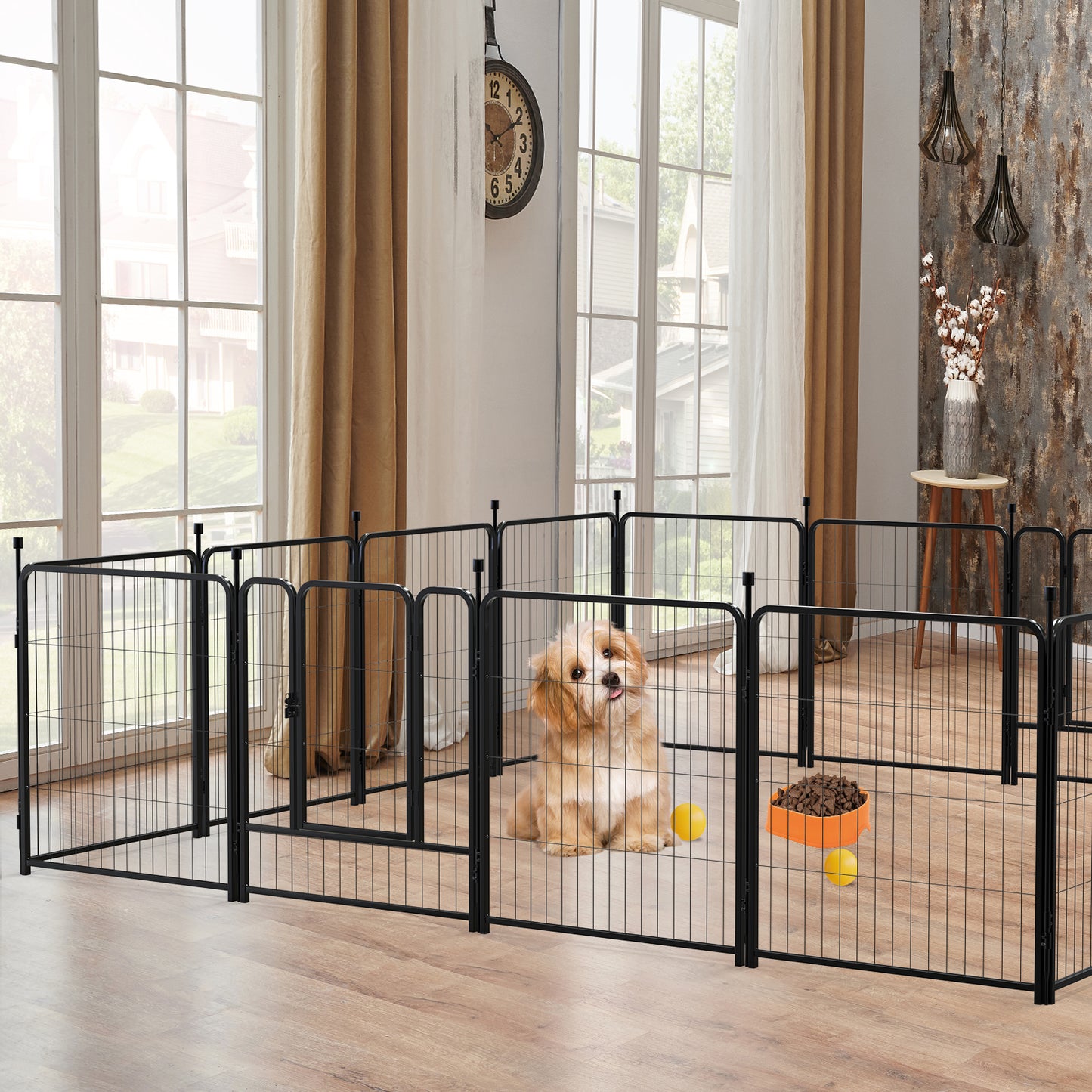 Vipuse 32″ Tall 16 Panels Heavy Duty Metal Dog Playpen for Exercise Outdoor Indoor Fence, Black
