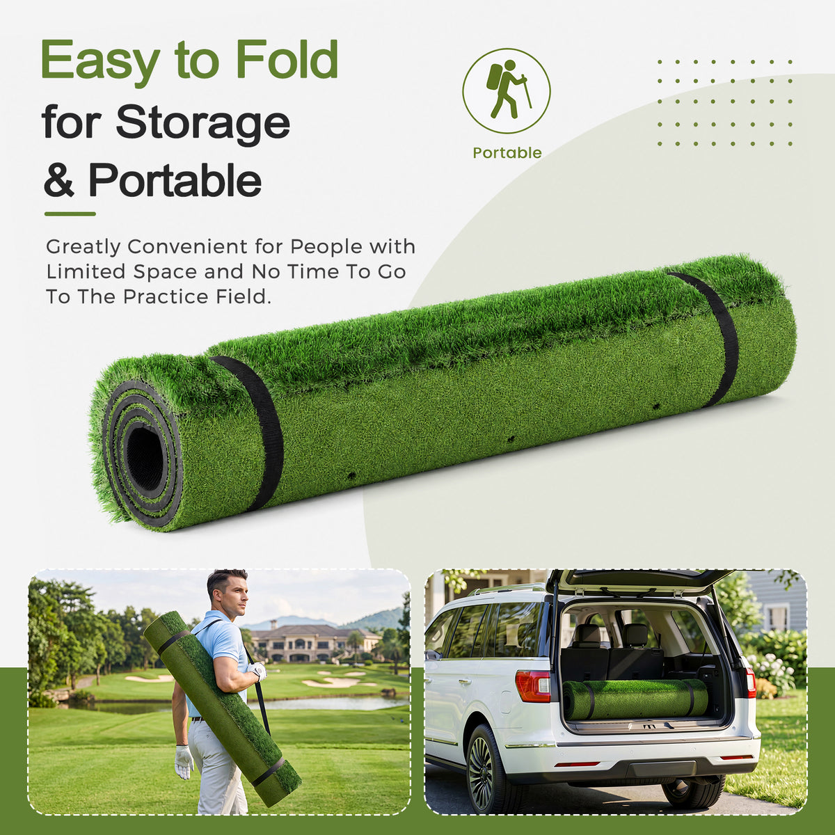 Vipuse 5*4FT Premium Golf Hitting Mat - Indoor/Outdoor Golf Practice Mat with Fairway & Rough Turf, Includes Golf Balls, Tees & strap, Perfect for Swing, Chipping & Driving Training for All Skil