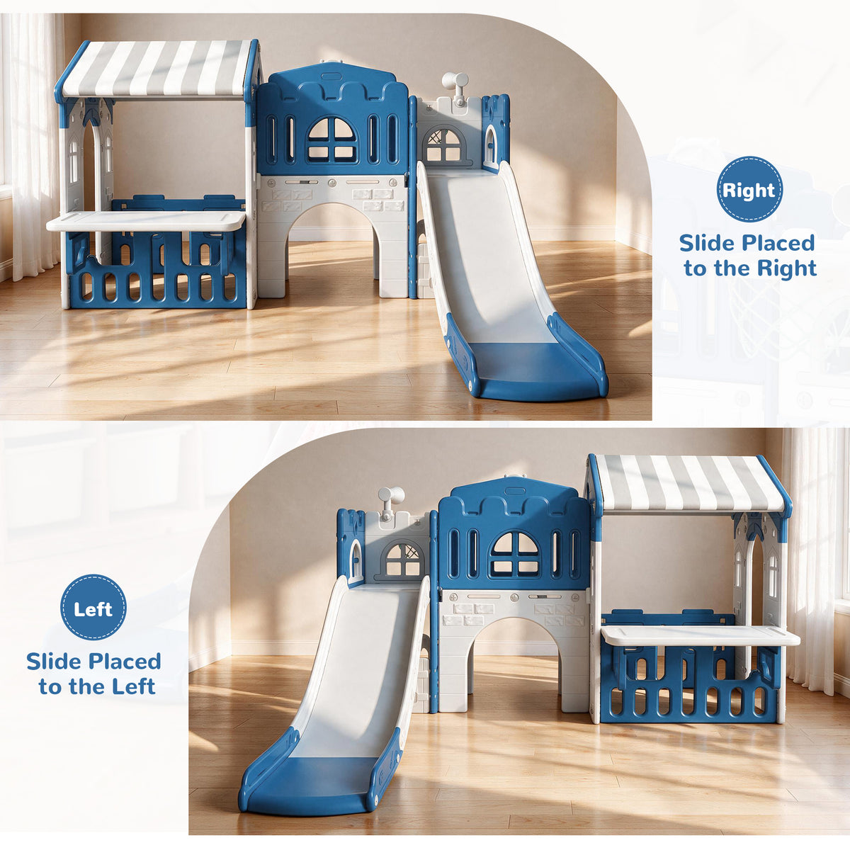 Vipuse Slide for Kids,9 in 1 Toddler Climber Playground Playset for Indoor Outdoor Backyard Home, Blue & Gray