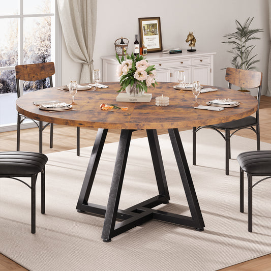 Anyact 47 Inch Rustic Round Dining Table, Circle Dining Table for Dining Room, Home(Only Table)