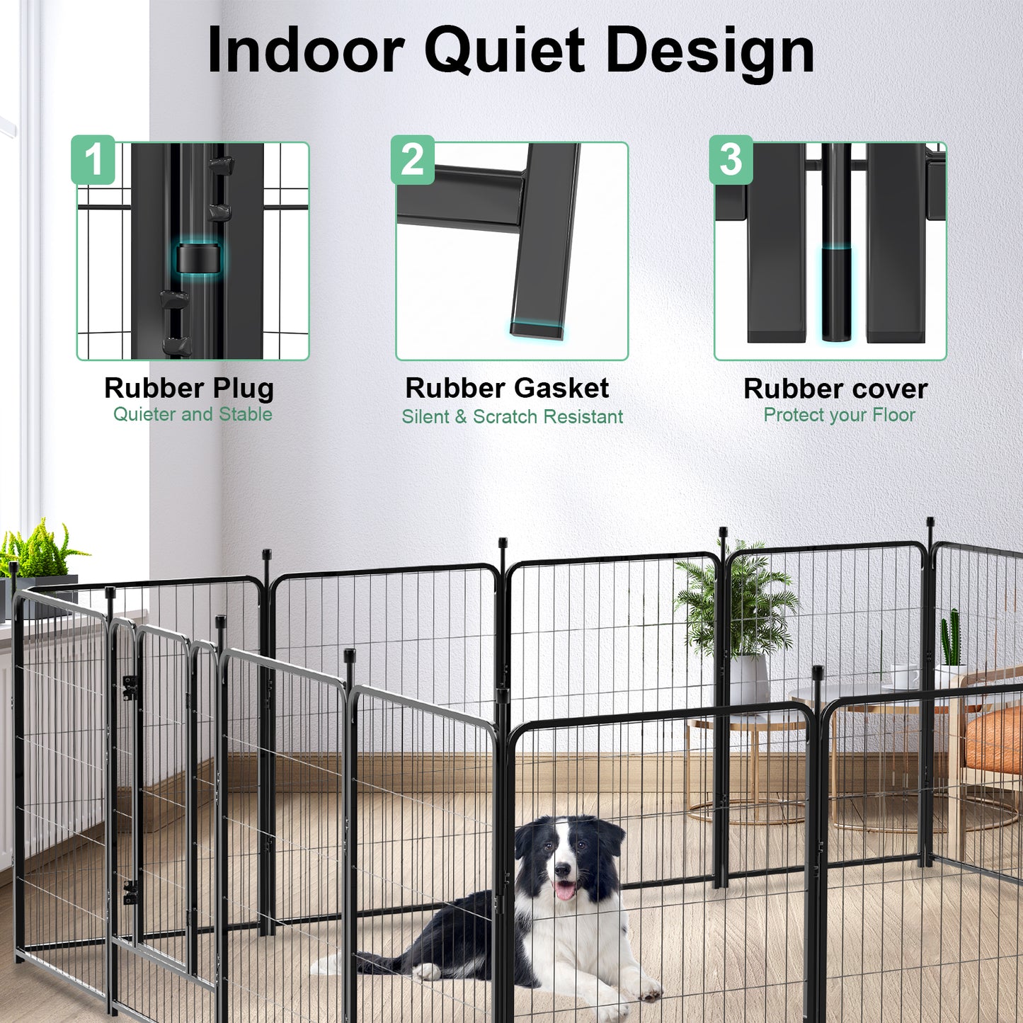 Vipuse 40″ Tall 16 Panels Metal Dog Playpen for Exercise Outdoor Indoor Fence, Black