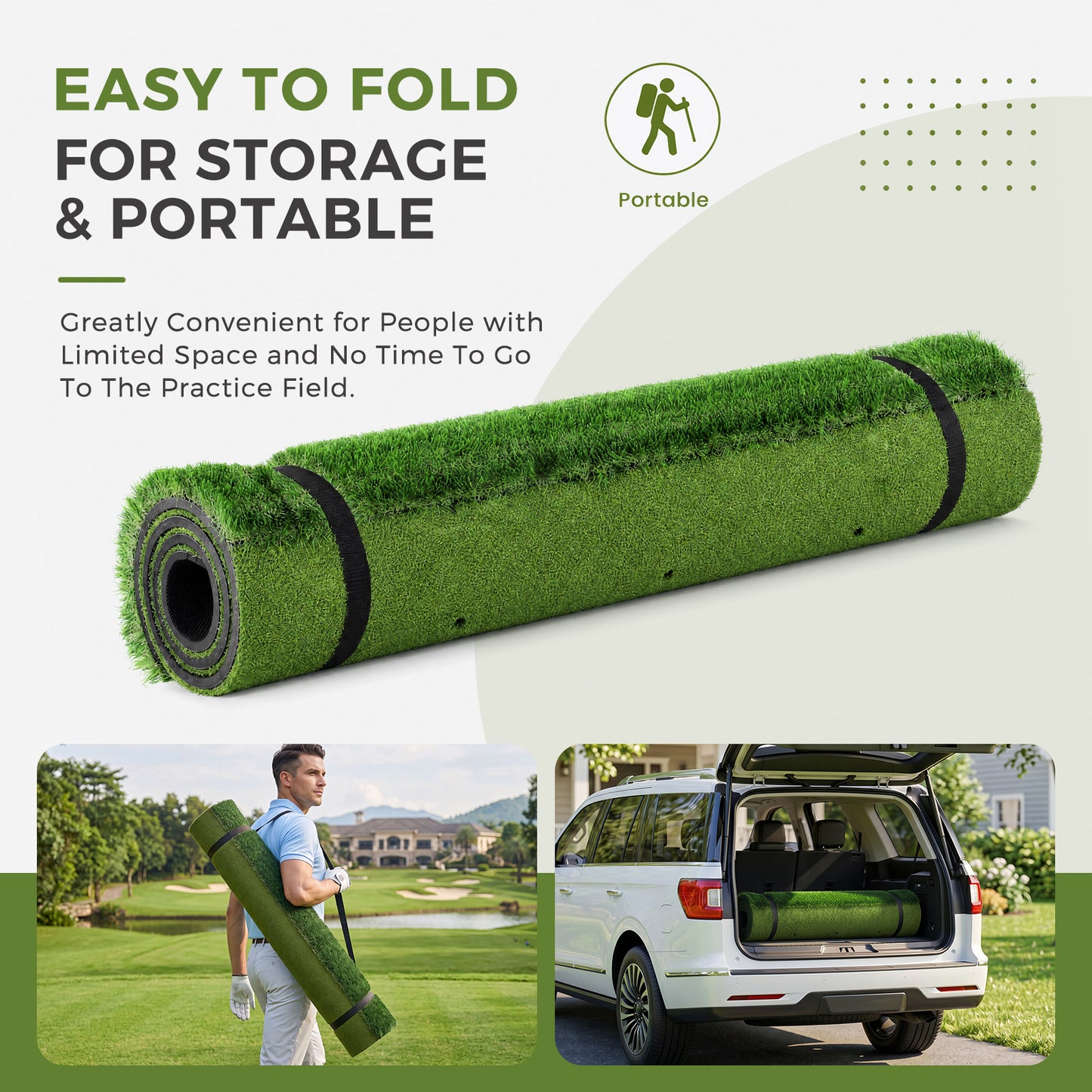 Vipuse 6*4FT Premium Golf Hitting Mat - Indoor/Outdoor Golf Practice Mat with Fairway & Rough Turf, Includes Golf Balls, Tees & strap, Perfect for Swing, Chipping & Driving Training for All Skil