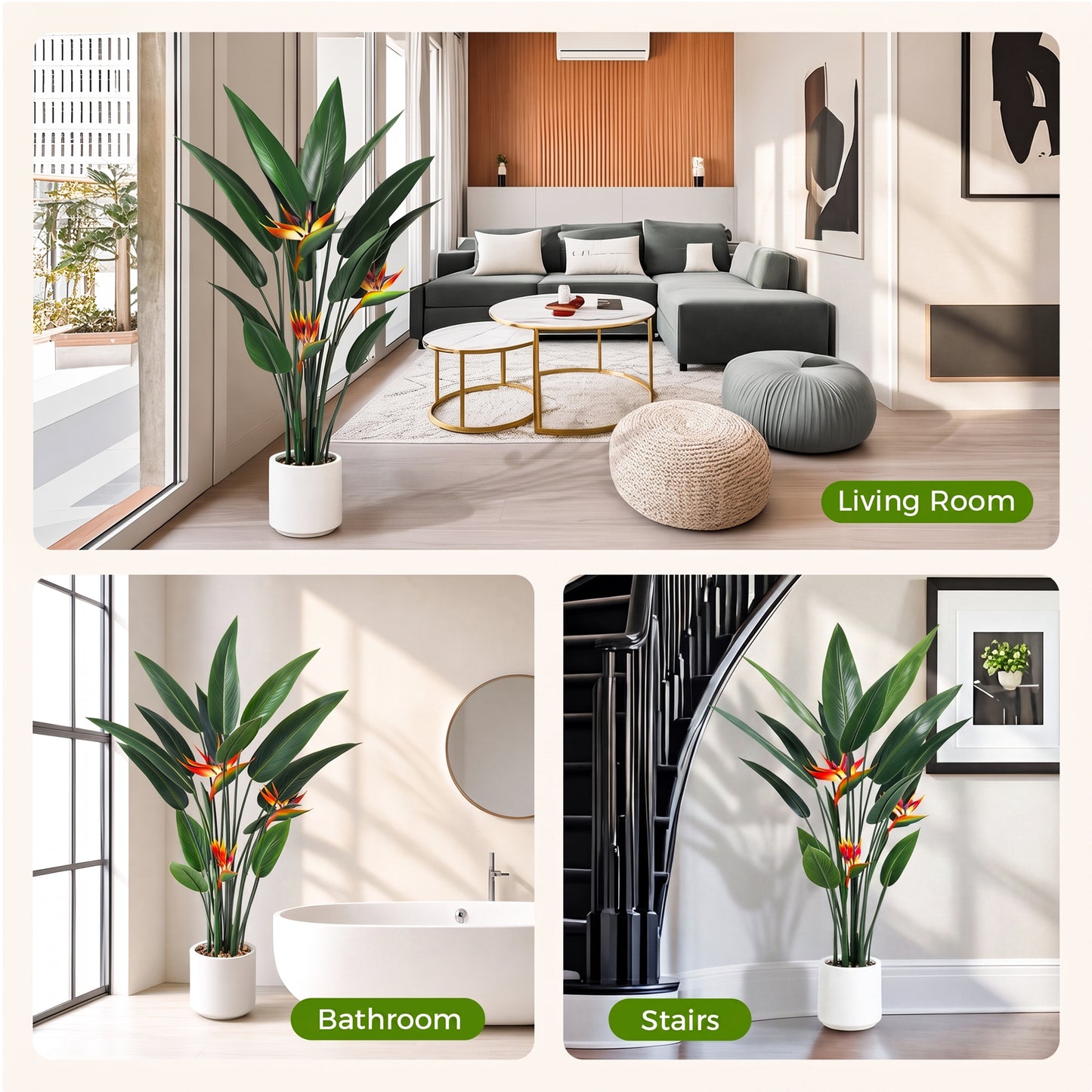 Vipuse 4 Feet Artificial Plant Fake Tropical Bird of Paradise Tree for Home Office Wedding Valenine Decor