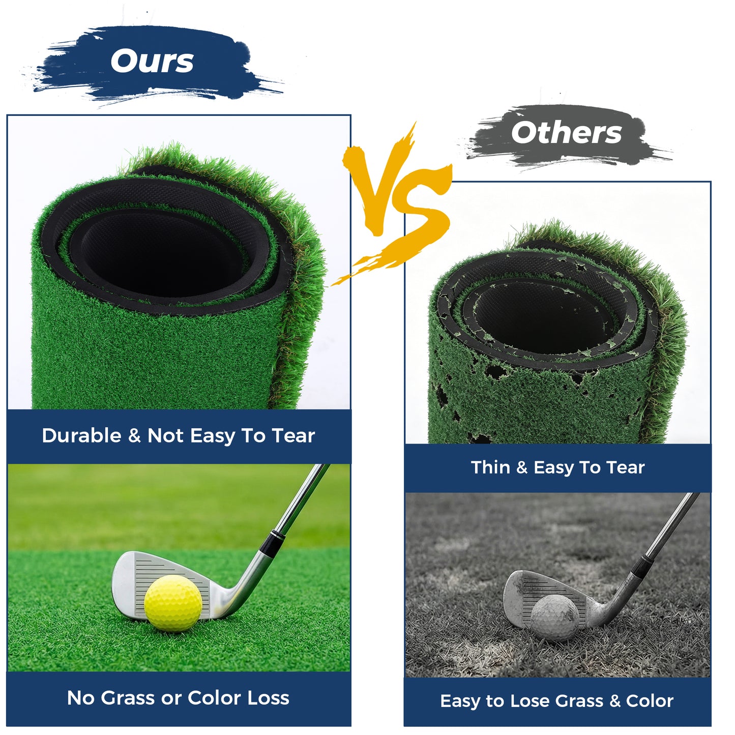 Skyhot 5x4ft Golf Mat, Thickened Artificial Turf Practice Golf Hitting Mat with Ball Tray for Outdoor & Indoor, Gifts for Men/Golfers