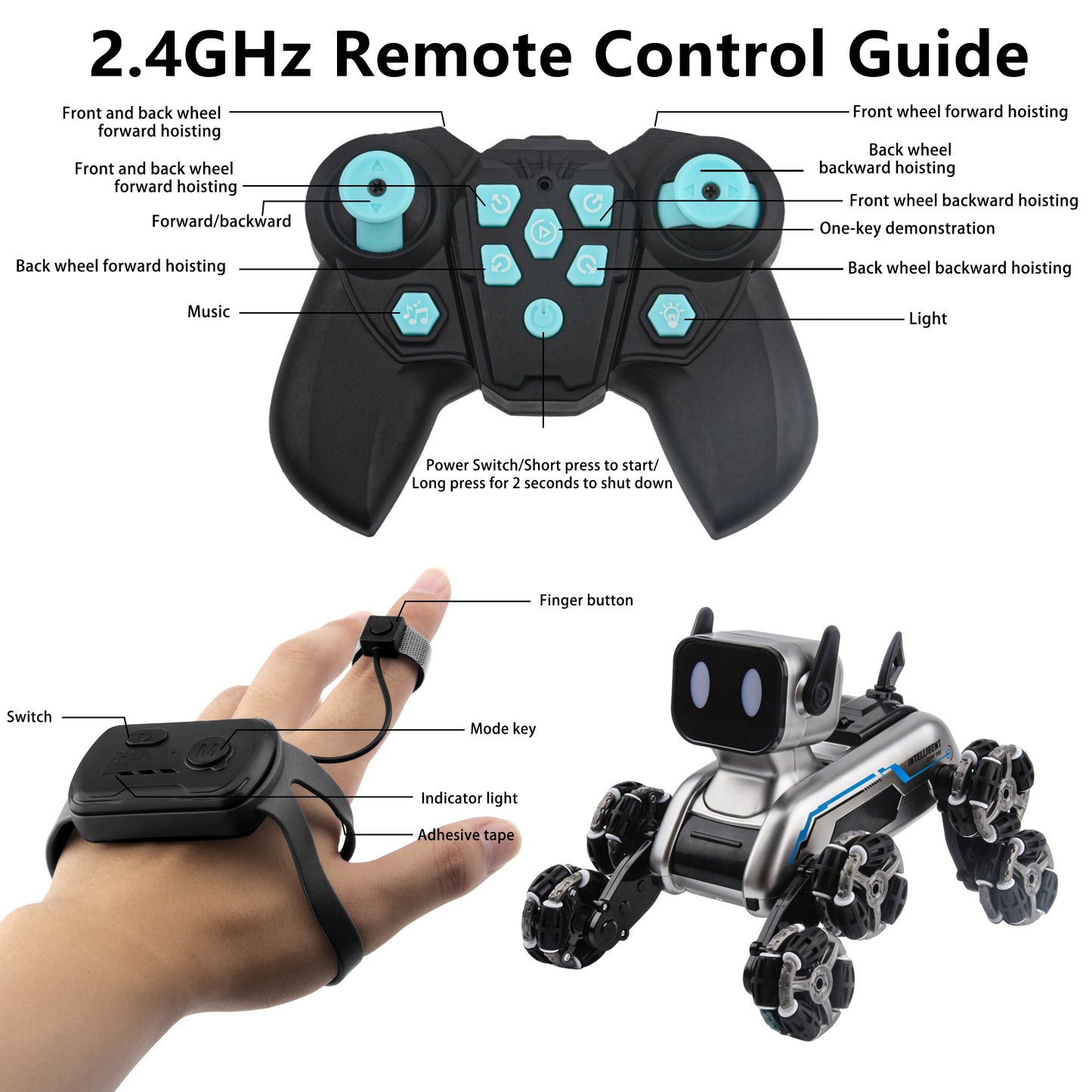 Mibescal Robot dog with 8 wheels