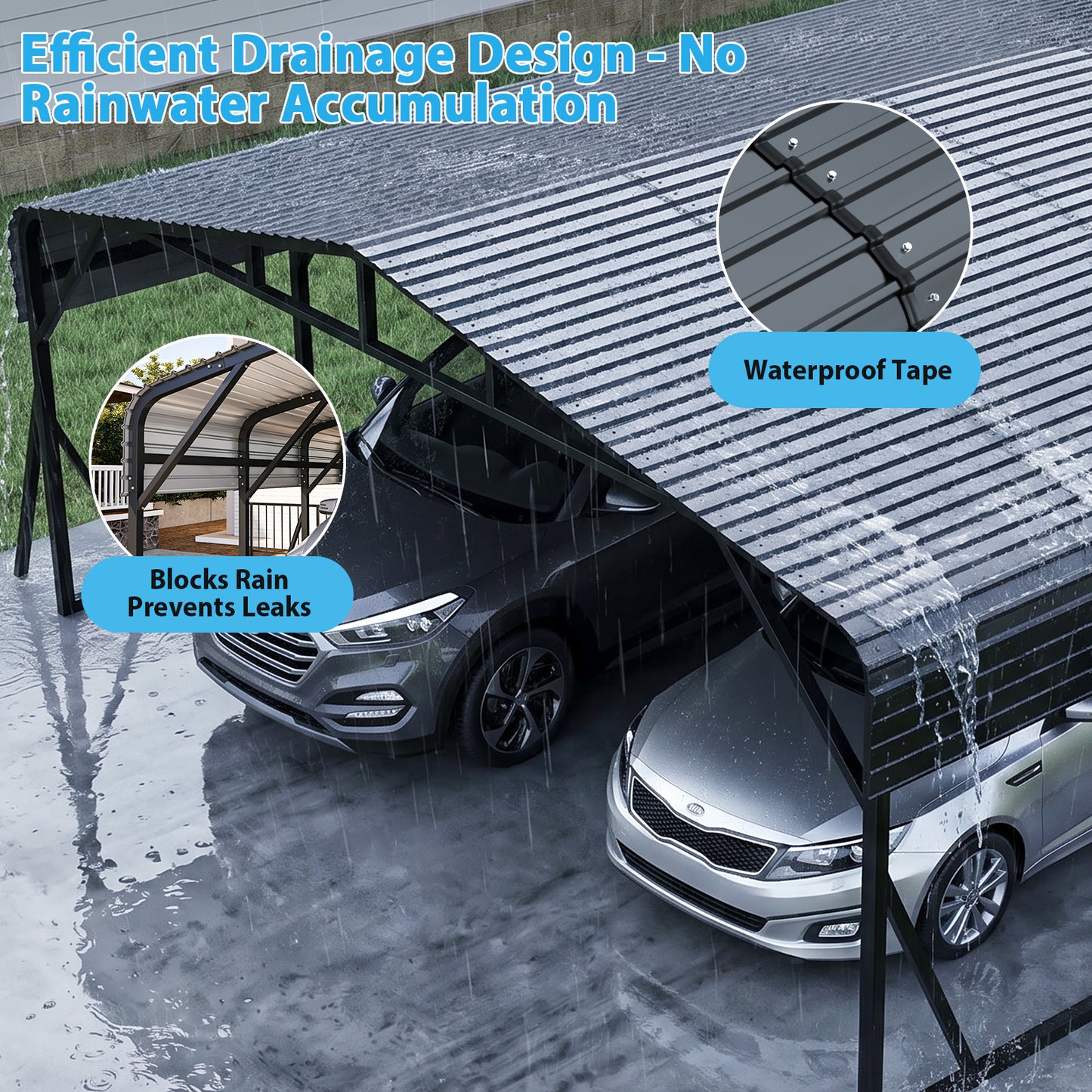 Cocosity 20x30 FT Large Outdoor Metal Carport, Heavy Duty Hardtop Car Shelter with Reinforced Supports for Multiple Vehicles, RV, Boats, Tractors and Farm Equipment