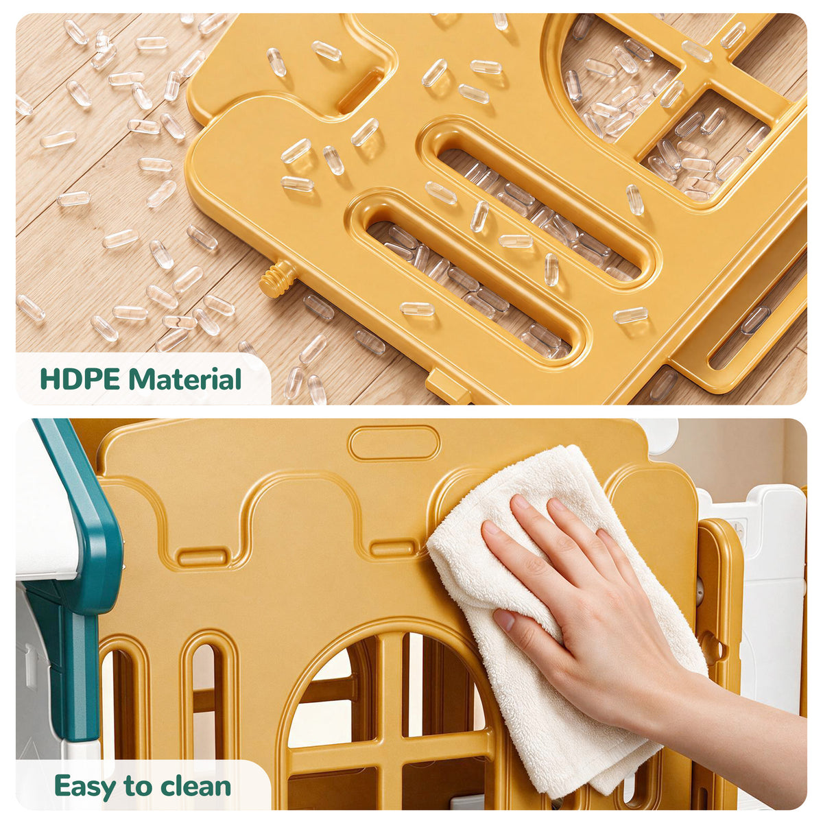 Vipuse Playhouse Playsets with Slide, 9 in 1 Playground Toddler Slide for Indoor Outdoor Backyard,Yellow & Green