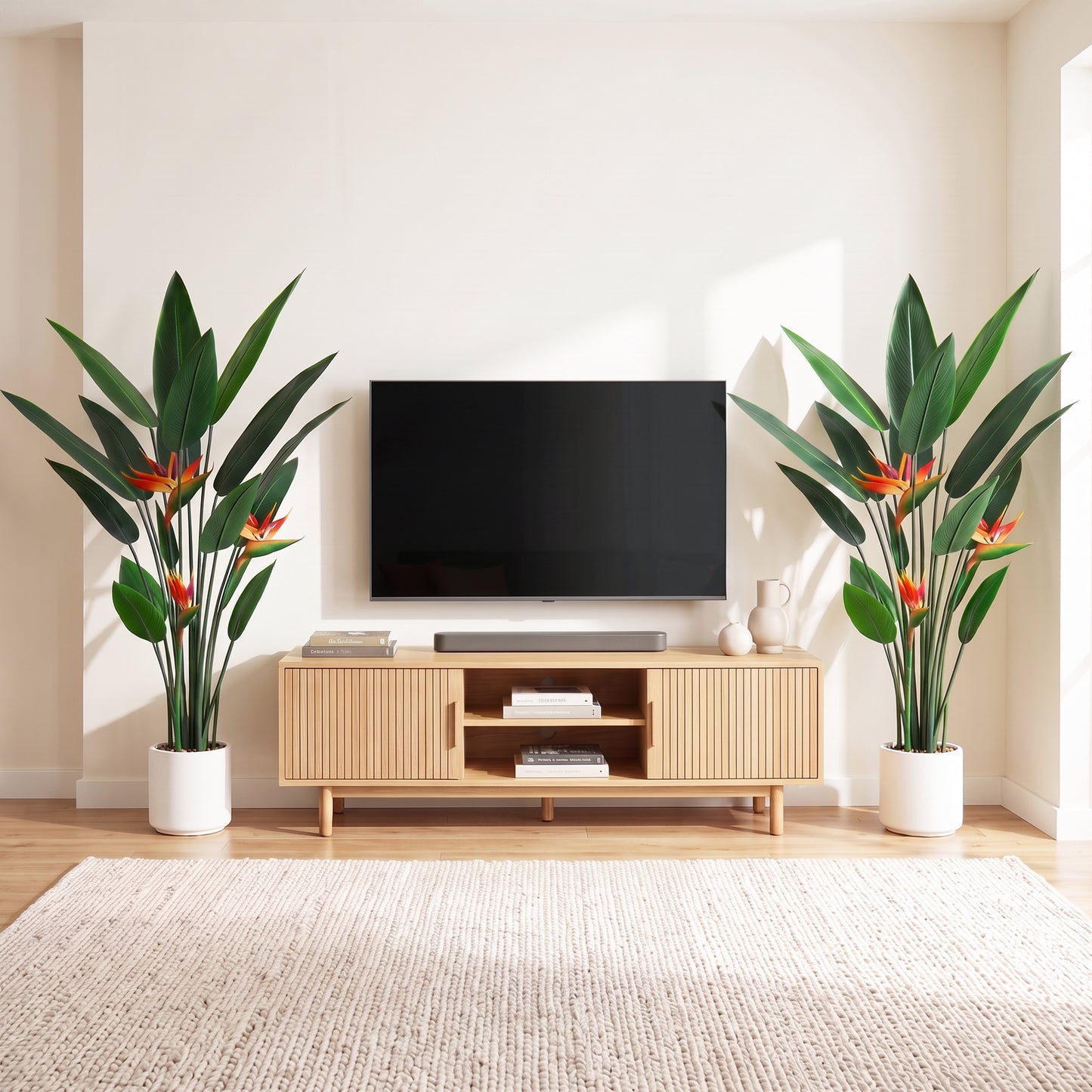 Vipuse 4 Feet Artificial Plant Fake Tropical Bird of Paradise Tree for Home Office Wedding Valenine Decor