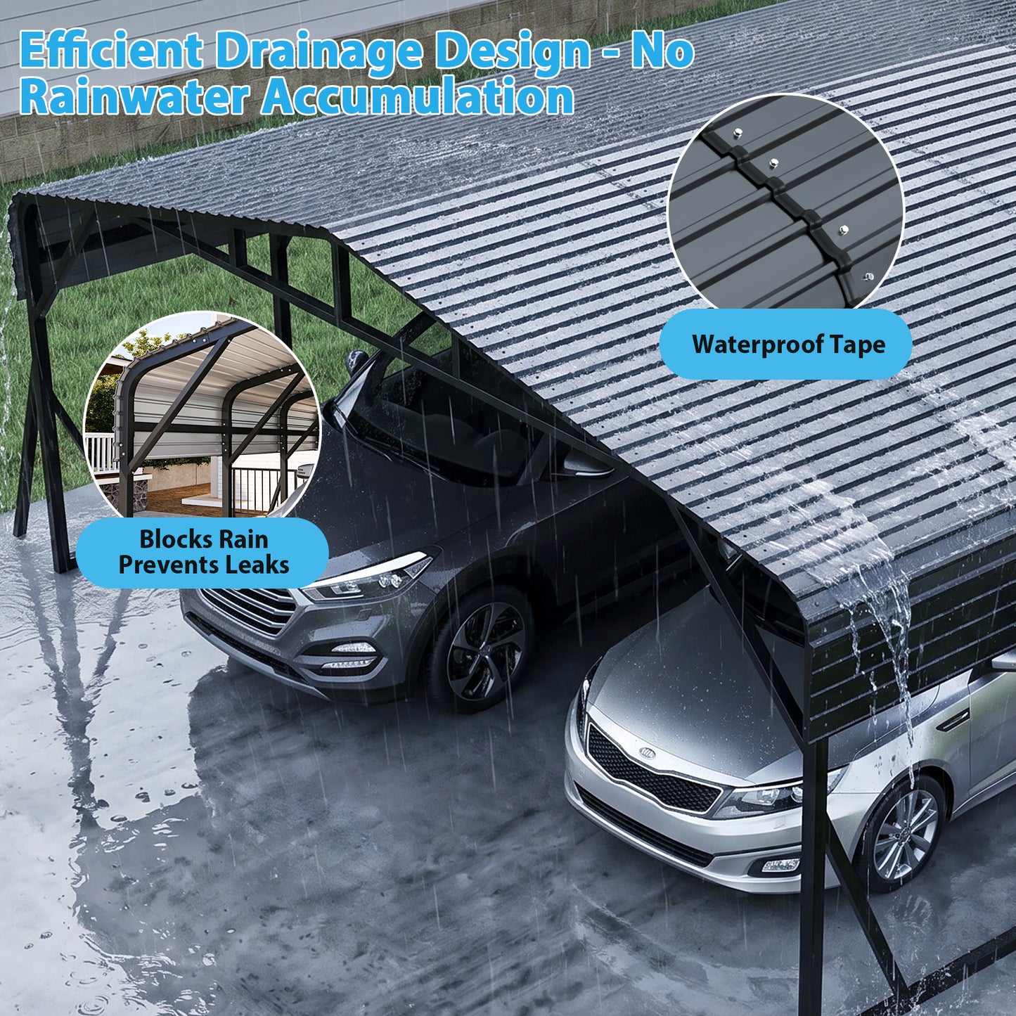 Cocosity 20x40 FT Heavy Duty Metal Carport with Galvanized Steel Roof, Oversized Outdoor Hardtop Car Shelter for RV Storage, Farm Equipment, Boats and Multiple Vehicles