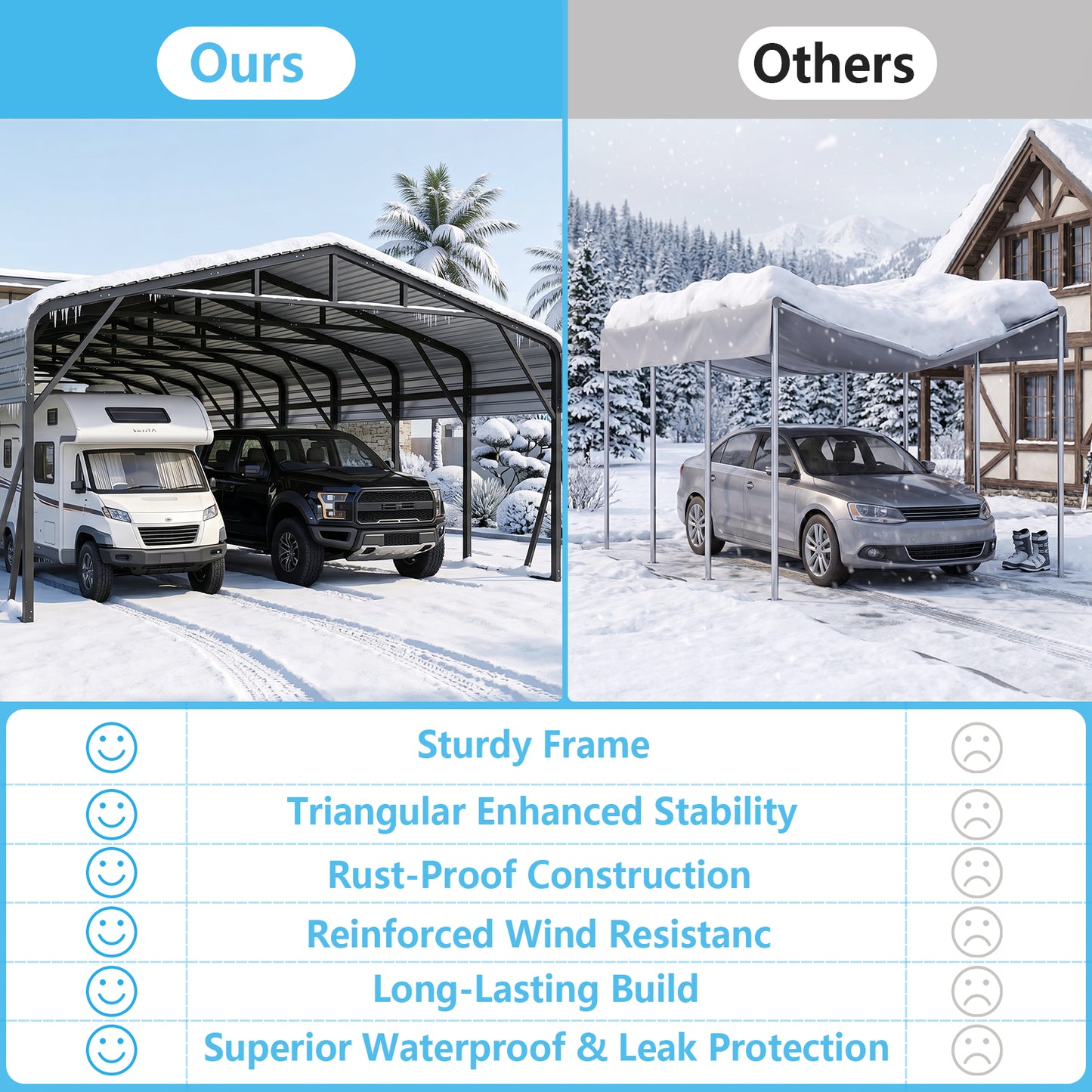 Cocosity 20x40 FT Heavy Duty Metal Carport with Galvanized Steel Roof, Oversized Outdoor Hardtop Car Shelter for RV Storage, Farm Equipment, Boats and Multiple Vehicles