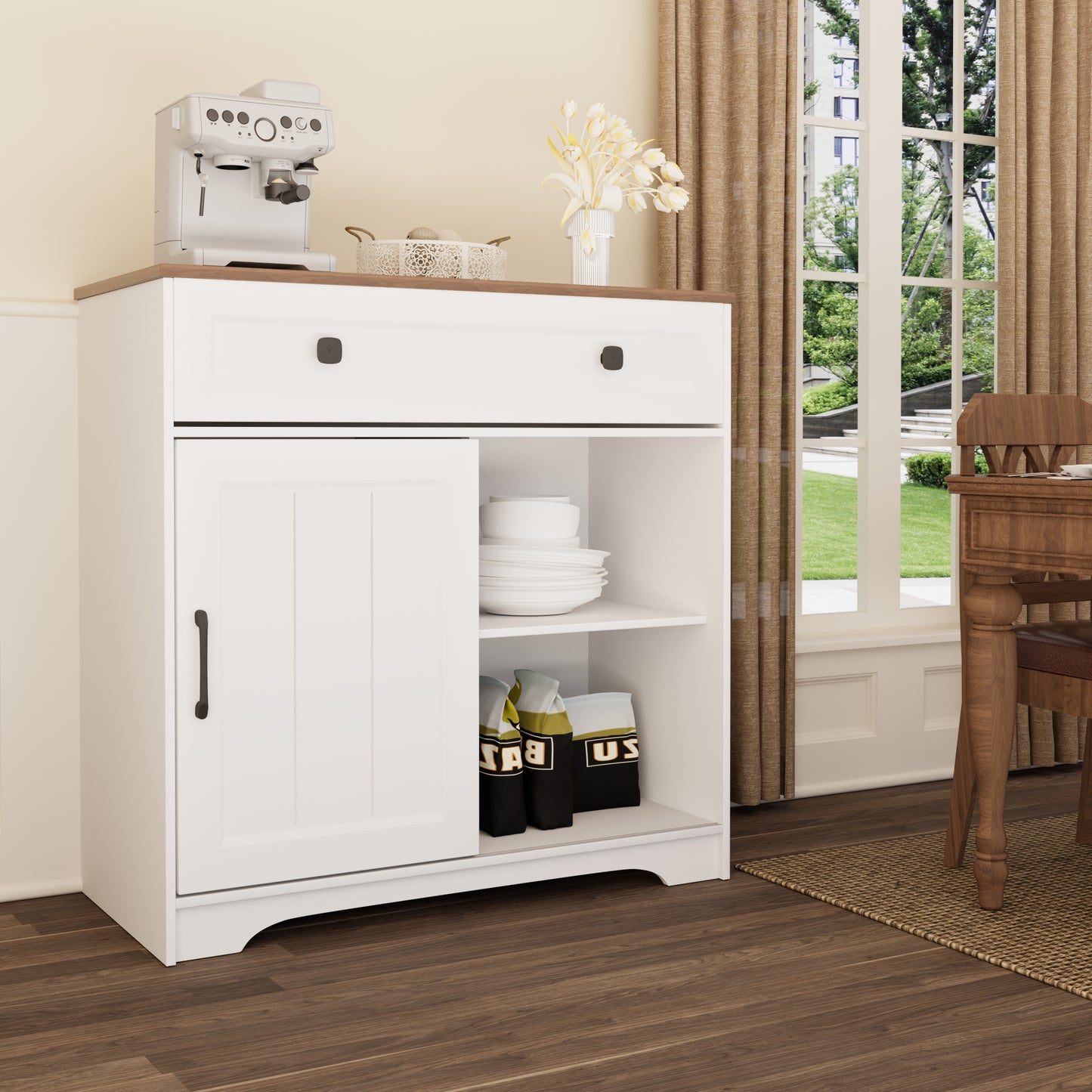 Nifamembo Storage Buffet Cabinet with Drawers, Floor Sideboard, Entryway Console Cabinet for Kitchen, Dinning Room