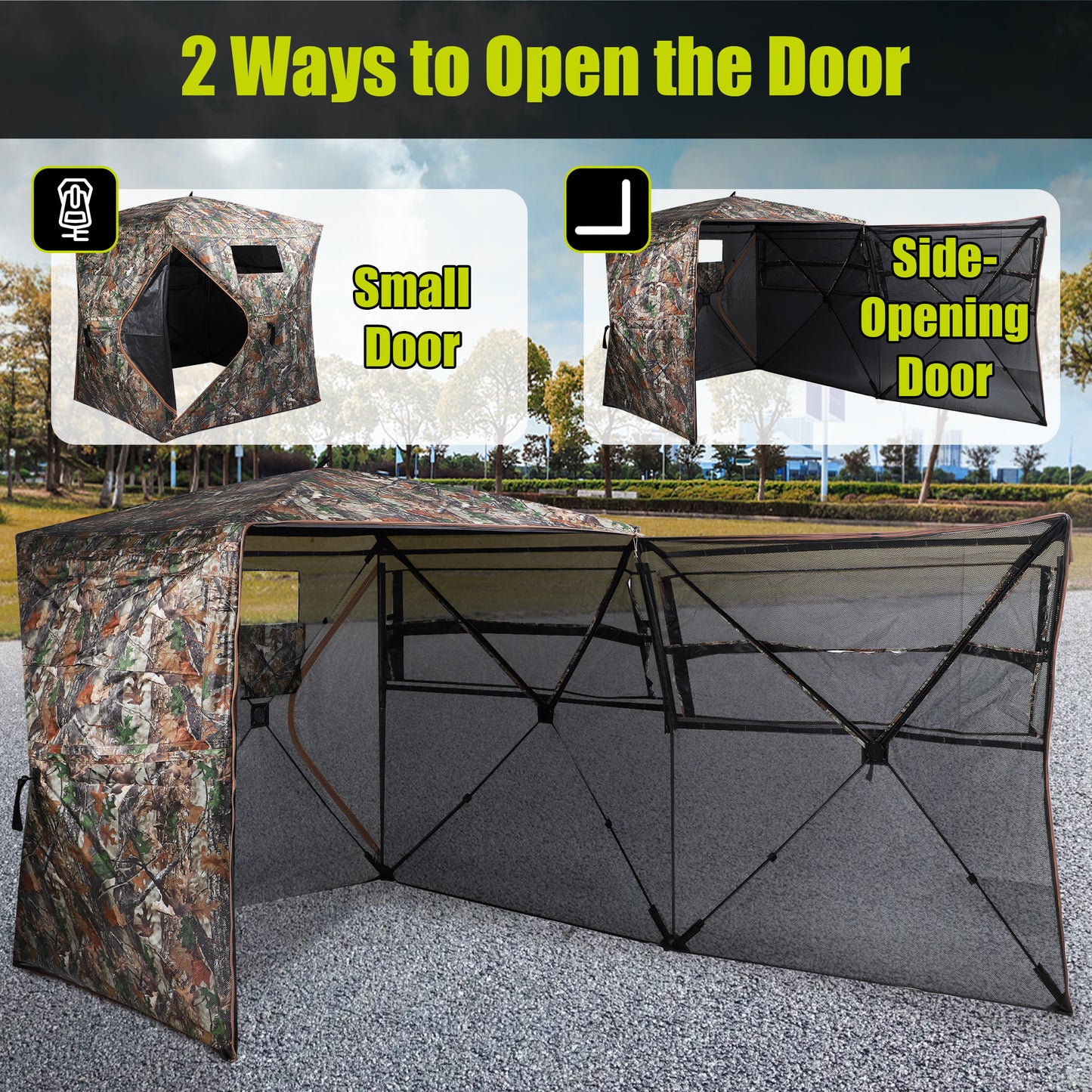 Vipuse 360° See Through Ground Hunting Blind for 2-3 Persons,300D Pop Up Resilient Portable Tent with Swing Door and Carrying Bag for Deer Turkey