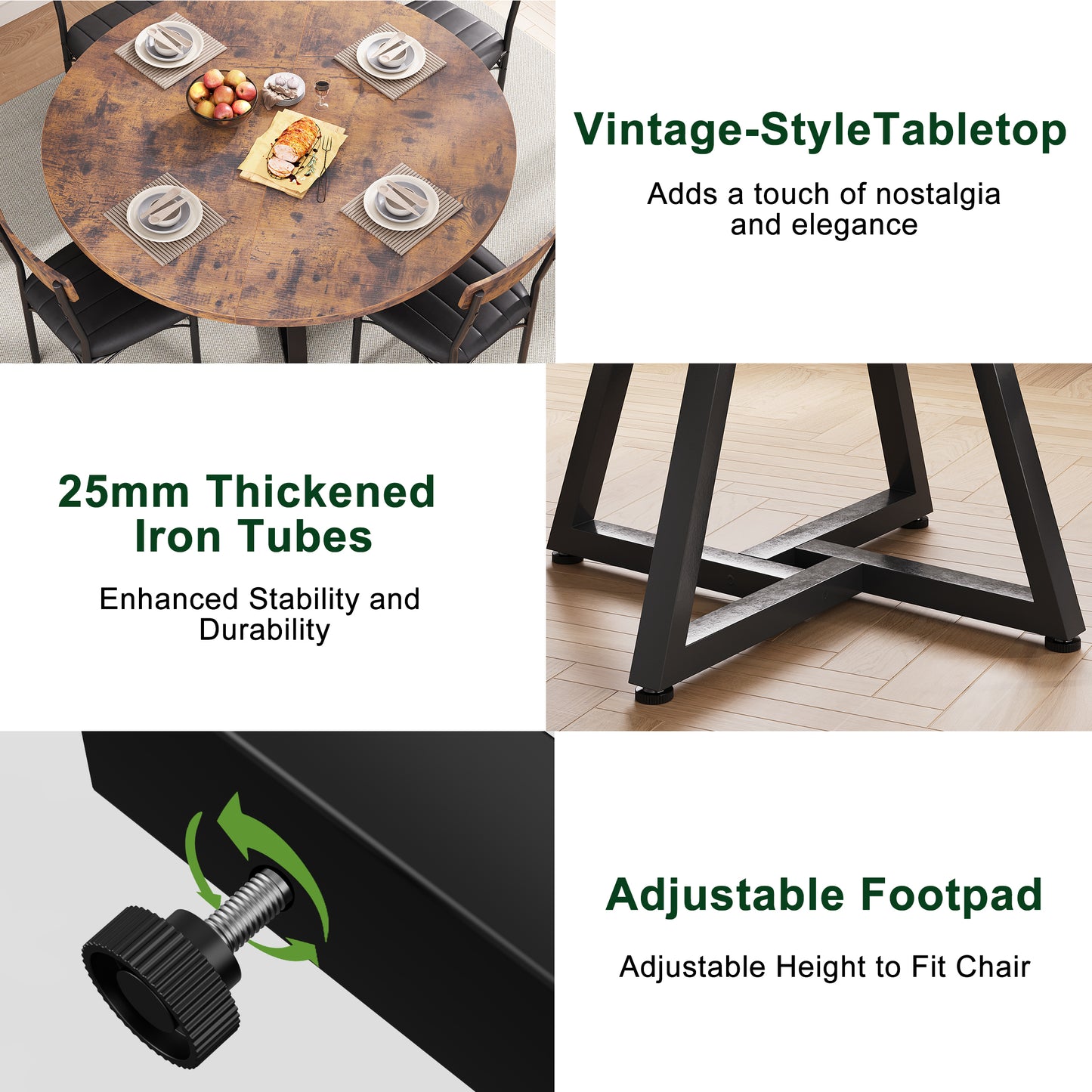 Hijob 47 Inch Rustic Round Dining Table, Circle Dining Table for Dining Room, Home(Only Table)