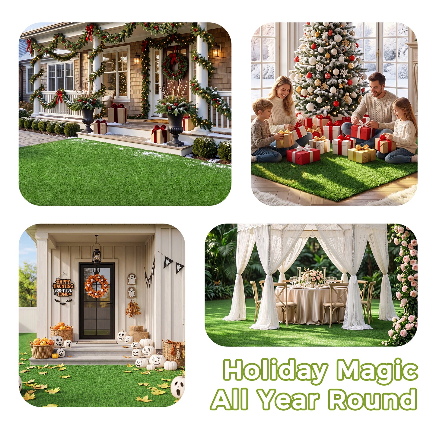 Vipuse Artificial Grass Rug, 5 x 6.5FT Faux Grass Turf with Drainage Holes for Garden Lawn Landscape Balcony Patio Backyard Easter Decor