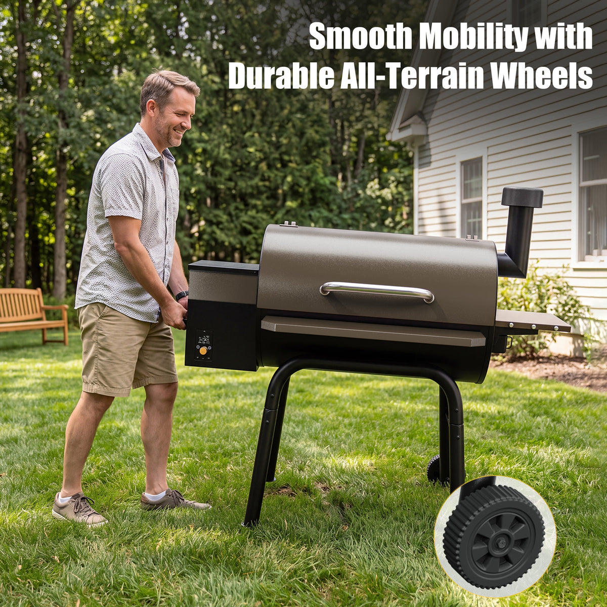 Vipuse 850 Sq. In Electric Wood Pellet Grill Smoker with Cover, Outdoor BBQ Grill with PID Auto Temperature Control, APP Control, Dual Meat Probes and 20LBS Hopper
