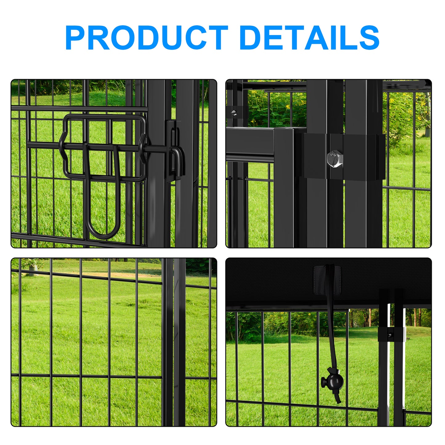 Vipuse 4FT x 4FT x 4.5FT Large Dog Kennel Playpen with UV-Resistant Waterproof Roof, Heavy Duty Metal Outdoor Pet Crate Fence for Cat Duck Chicken