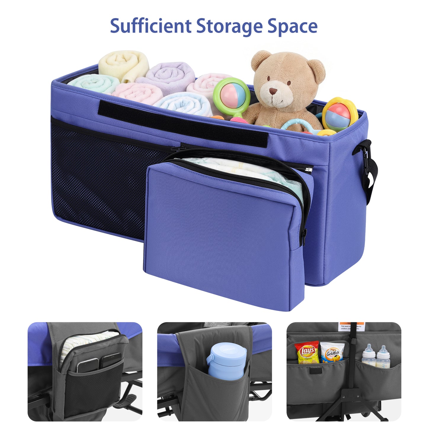 Minikid 4 Seater Wagon Stroller with Canopy,5-Point Harness,Adjustable Handlebars for Baby Toddlers,Gray