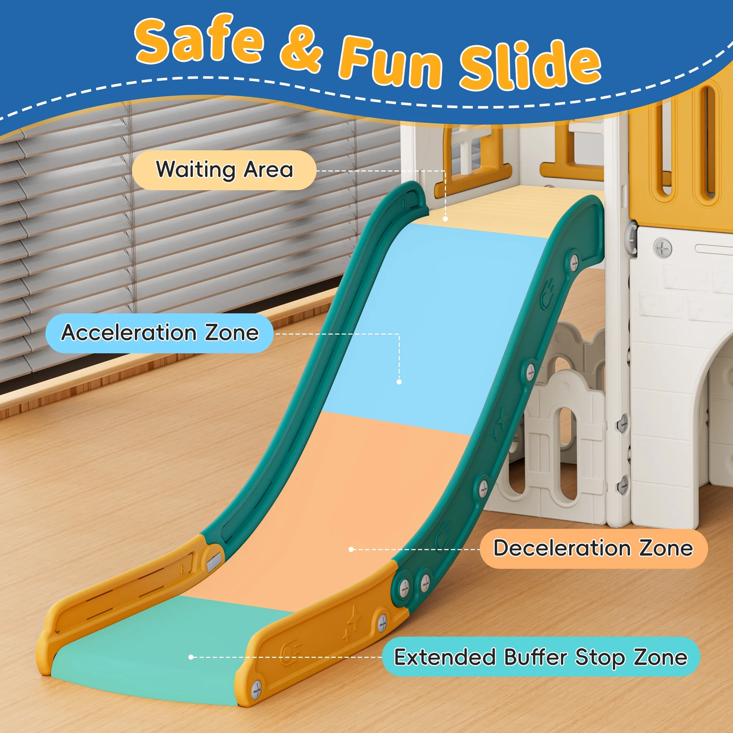 WFUN 9 in 1 Outdoor Freestanding Kids Slide Set for Toddlers Age 1+, Playground Set for Backyard, Yellow & Green