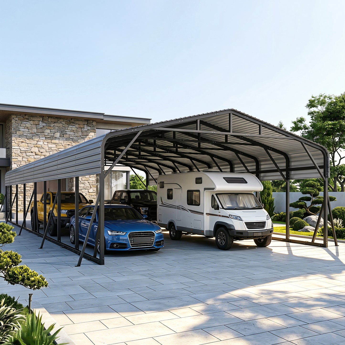 Cocosity 20x40 FT Heavy Duty Metal Carport with Galvanized Steel Roof, Oversized Outdoor Hardtop Car Shelter for RV Storage, Farm Equipment, Boats and Multiple Vehicles