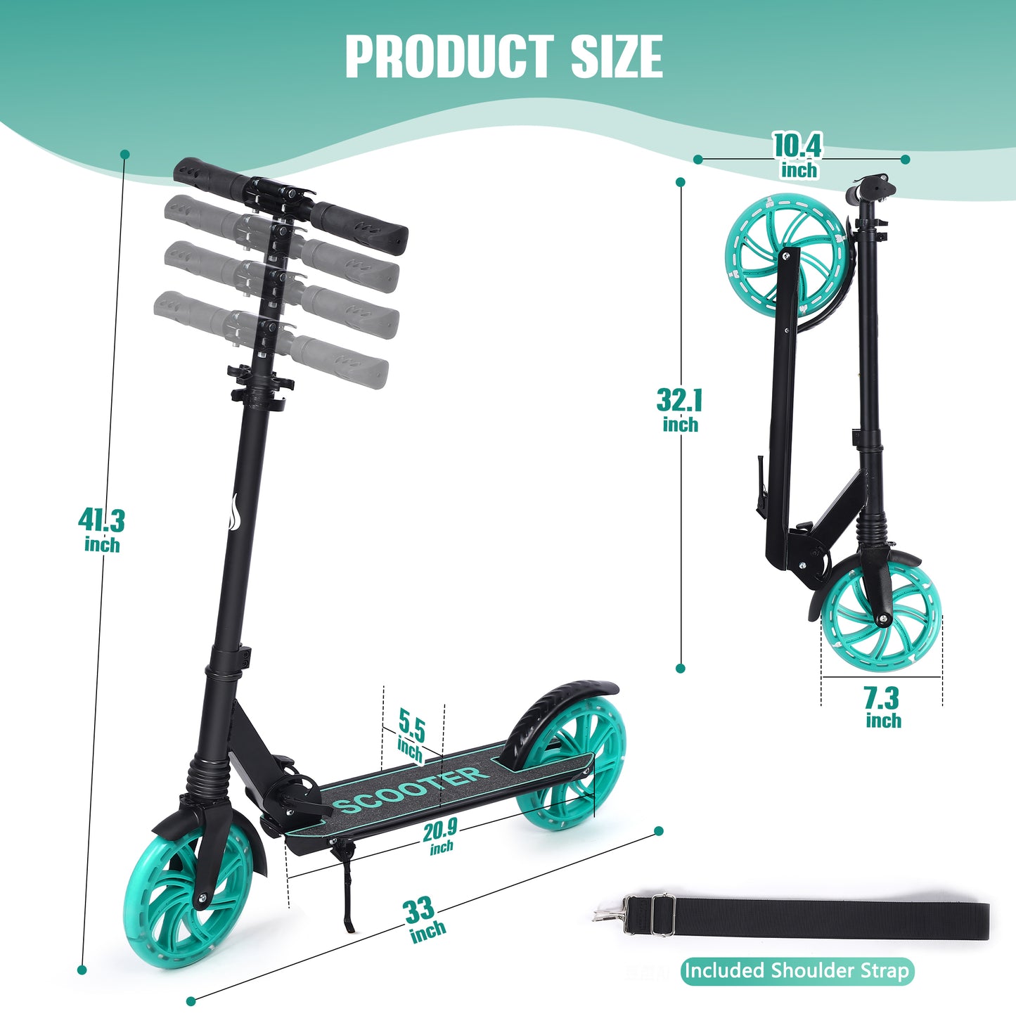 Skyhot Kick Scooter for Ages 6+, Sturdy Wide Deck Rear Brake Scooter for Teens