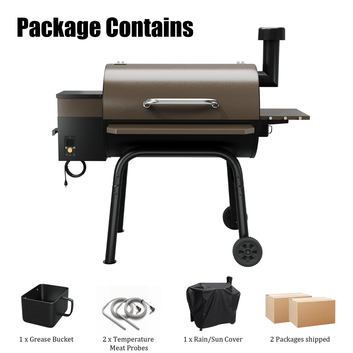 Vipuse 850 Sq. In Electric Wood Pellet Grill Smoker with Cover, Outdoor BBQ Grill with PID Auto Temperature Control, APP Control, Dual Meat Probes and 20LBS Hopper