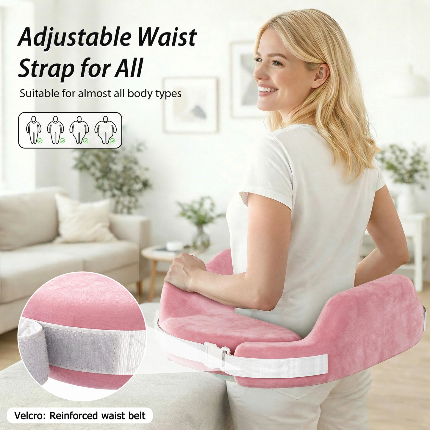 Vipuse Nursing Pillow for Breastfeeding,60D Firm Memory Foam, Ergonomic Design with Lumbar & Arm Support, Safety Fence, Adjustable,Safe and Comfortable Feeding,Pink