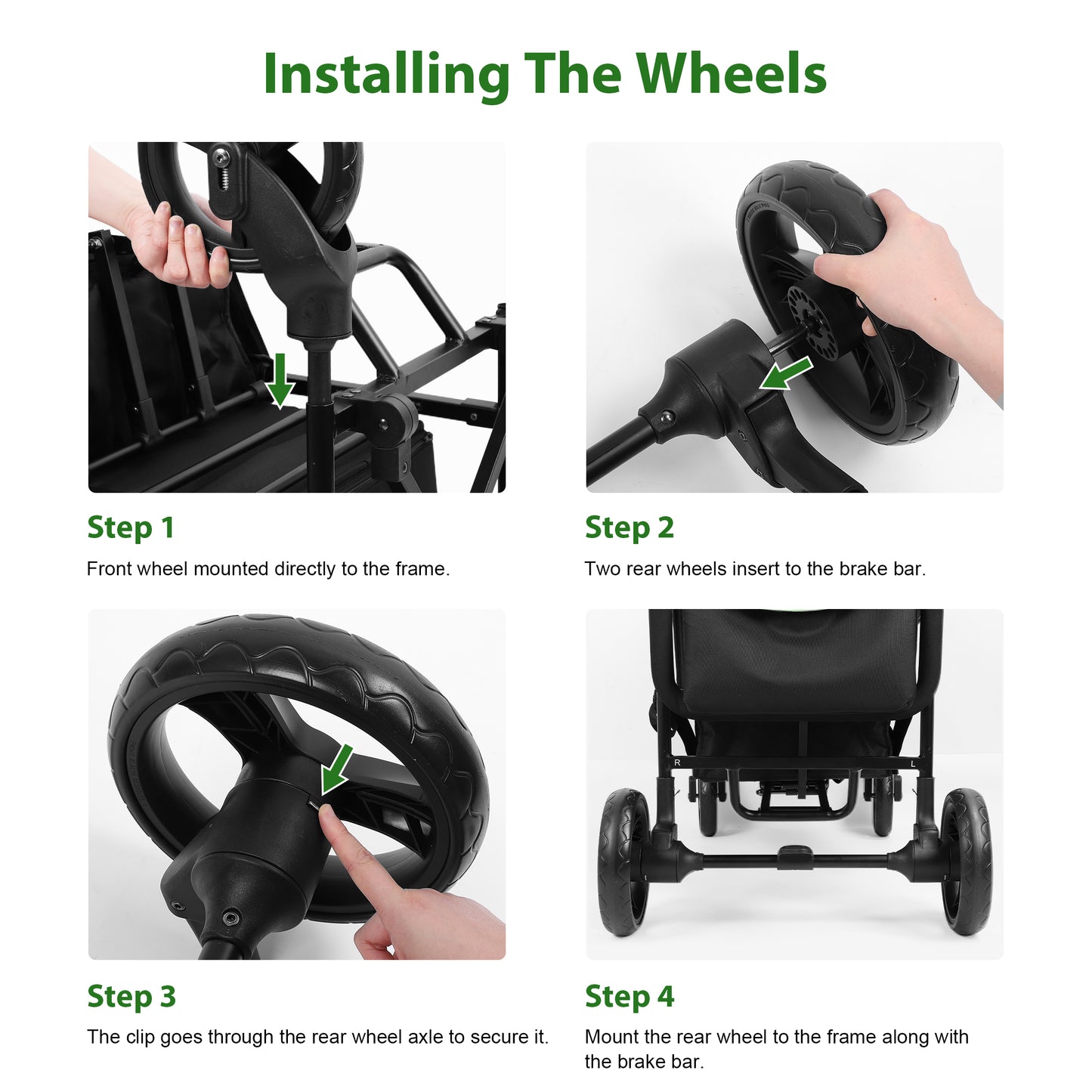 Minikid Baby Stroller Wagon With Canopy,Organizer,Adjustable Handle & Pull Bar for Infants and Toddlers,Green