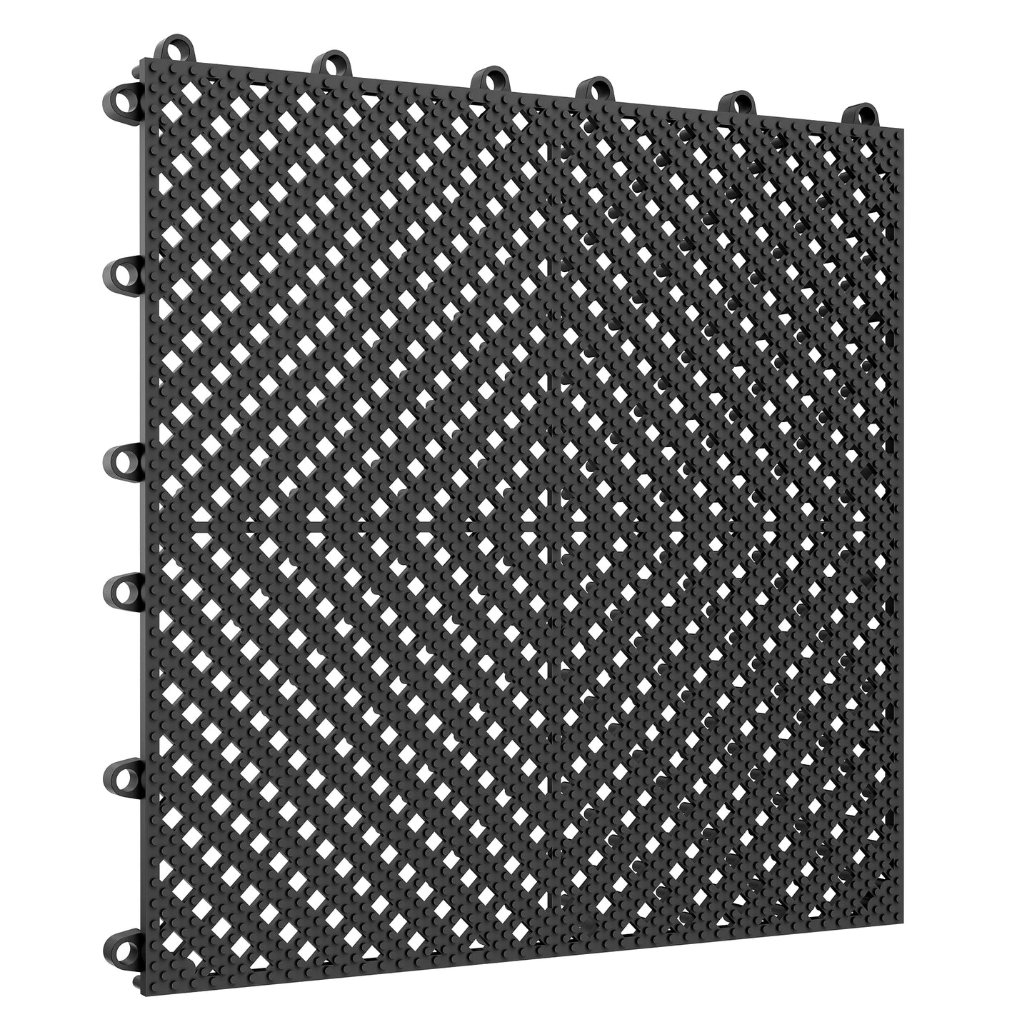 Vipuse 60PCS Interlocking Tile Cushion,12" x 12" Drainage Floor Mats, Soft PVC Non-Slip Tiles with Drainage Holes for Wet Areas like Bathrooms, Kitchens, Pools, and Restrooms, Black