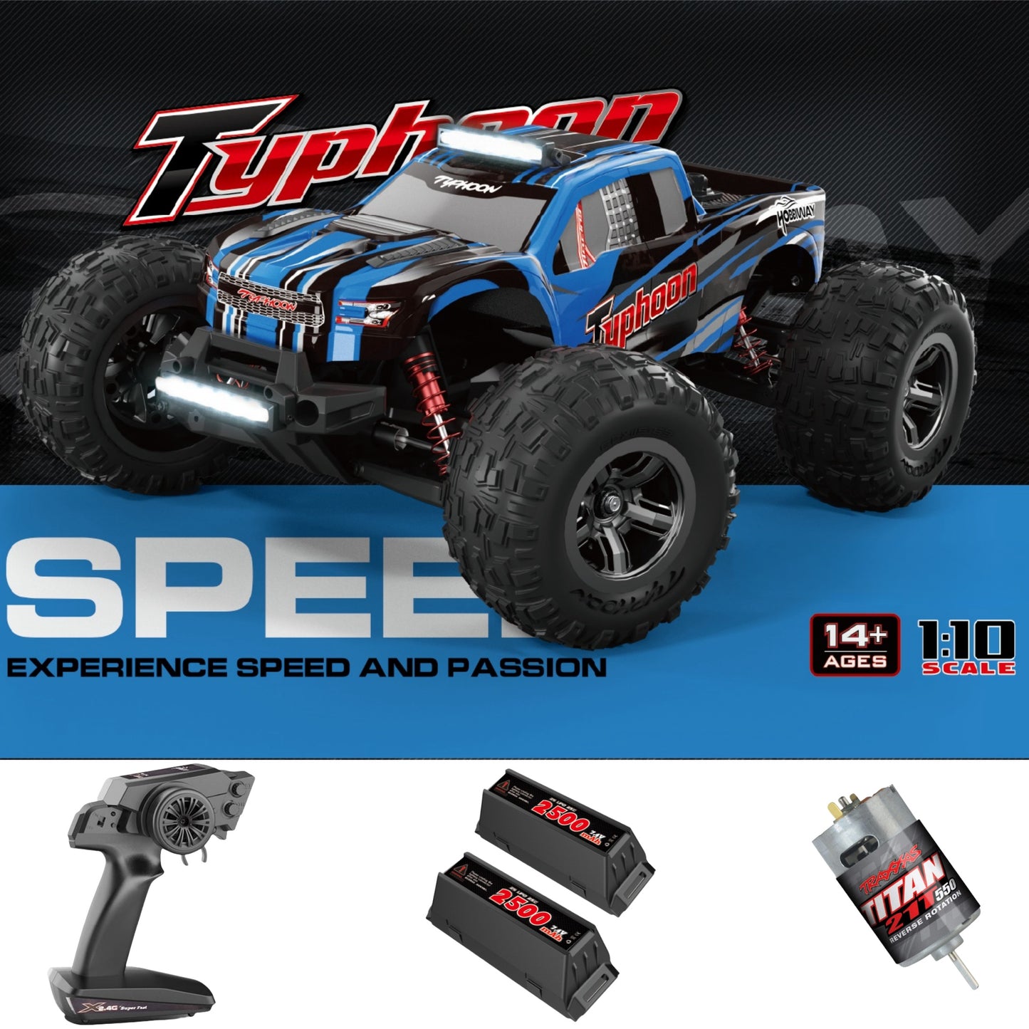 Mibescal 1:10 Large Brushless RC Car, 45+km/h High Speed Remote Control Cars