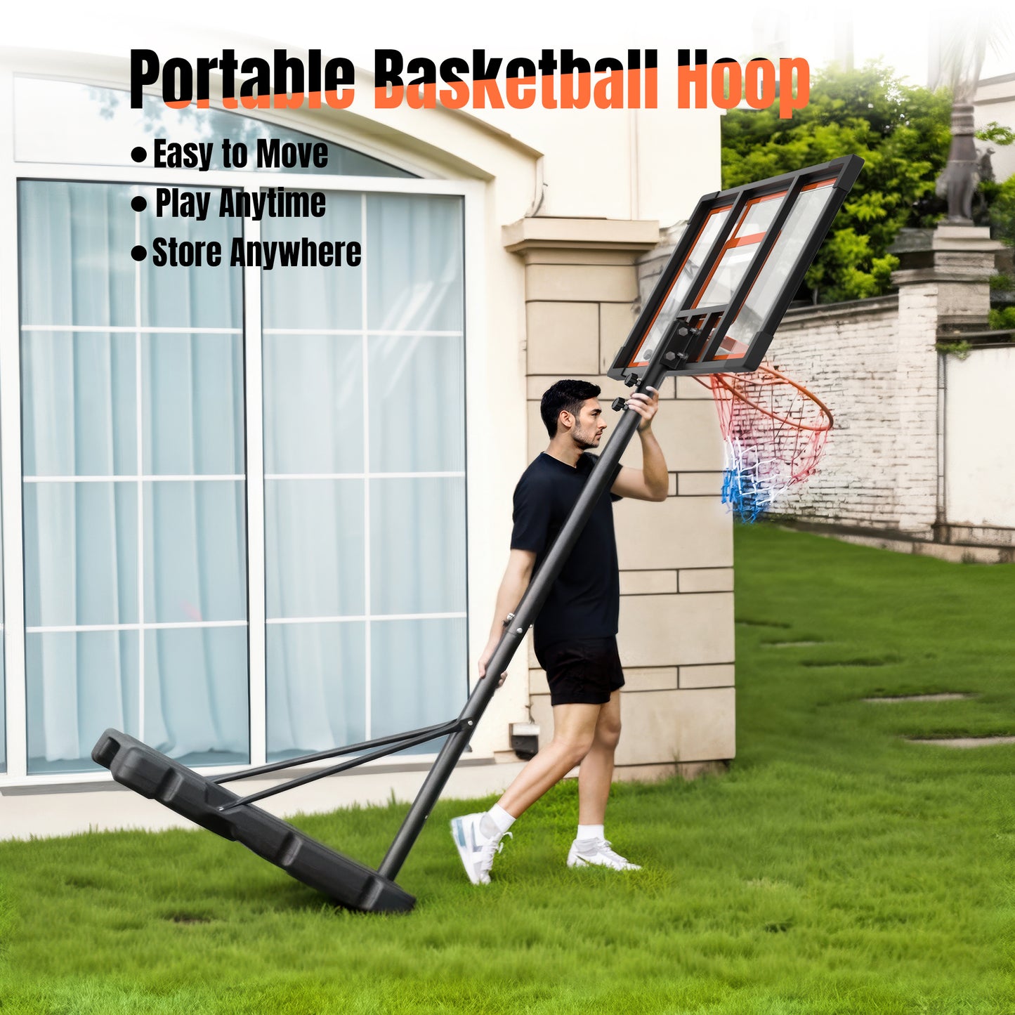 ZoWaYeBi 4.92-8.53ft Adjustable Portable Basketball Hoop&Goals for Kids/Teenagers/Youth/Adult in Backyard/Driveway/Indoor/Outdoor with Enlarged Base and PC Backboard