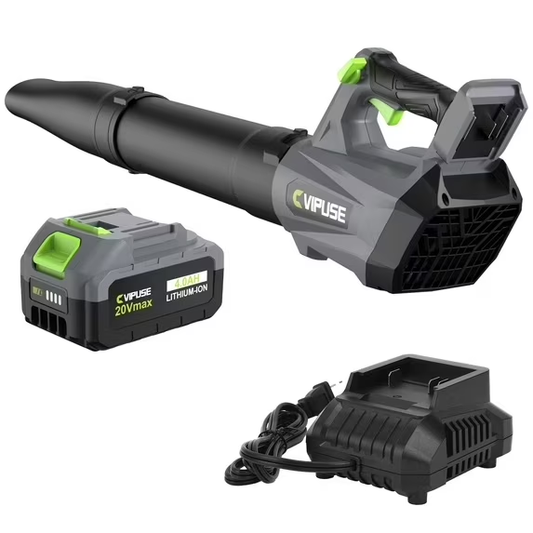 Vipuse Cordless Stepless Speed 600CFM 160MPH Leaf Blower with One 4.0Ah Batteries and Charger, 20V Electric Tool for Patio Cleaning/Lawn Care/Blowing Leaves/Dust