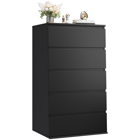 Nifamembo Modern 5 Drawer Dresser with Led, Bedroom Dressers & Chests, Black