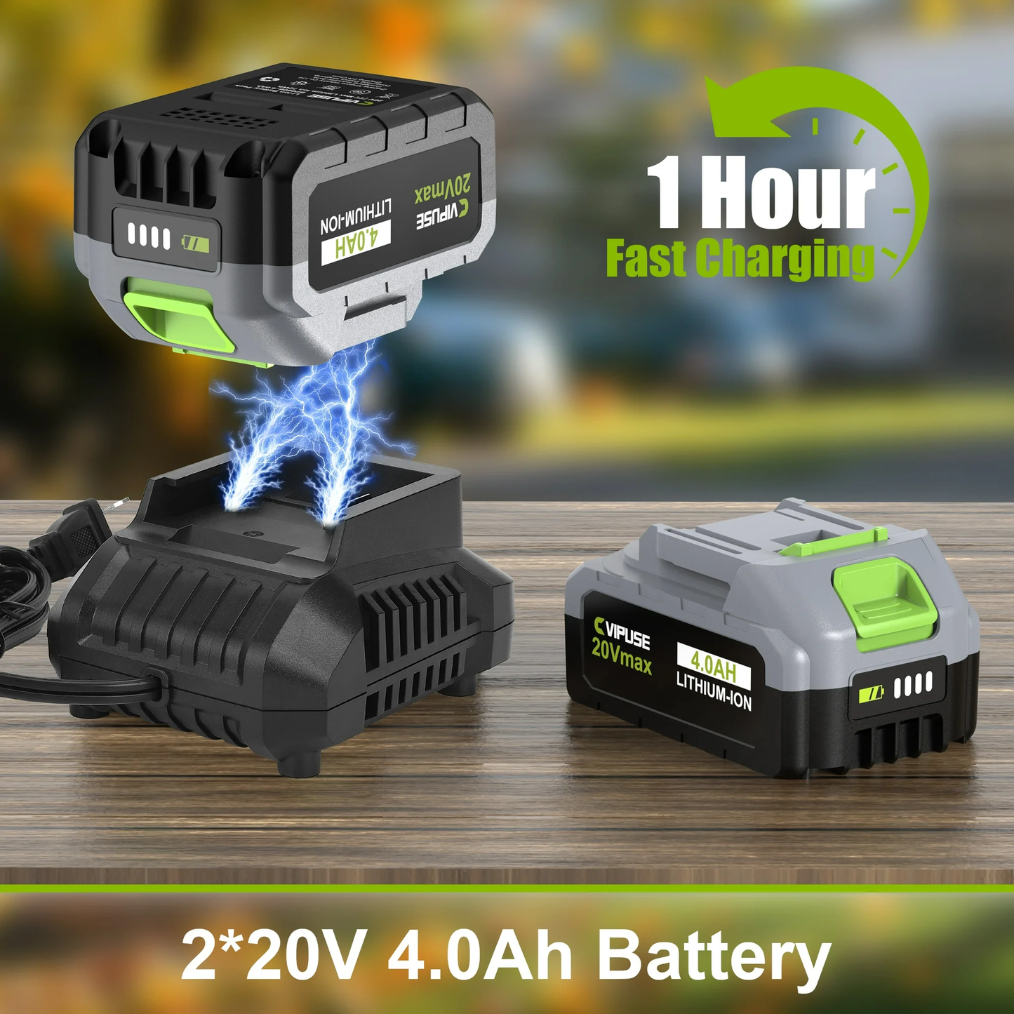 Vipuse Cordless Stepless Speed 600CFM 160MPH Leaf Blower with One 4.0Ah Batteries and Charger, 20V Electric Tool for Patio Cleaning/Lawn Care/Blowing Leaves/Dust
