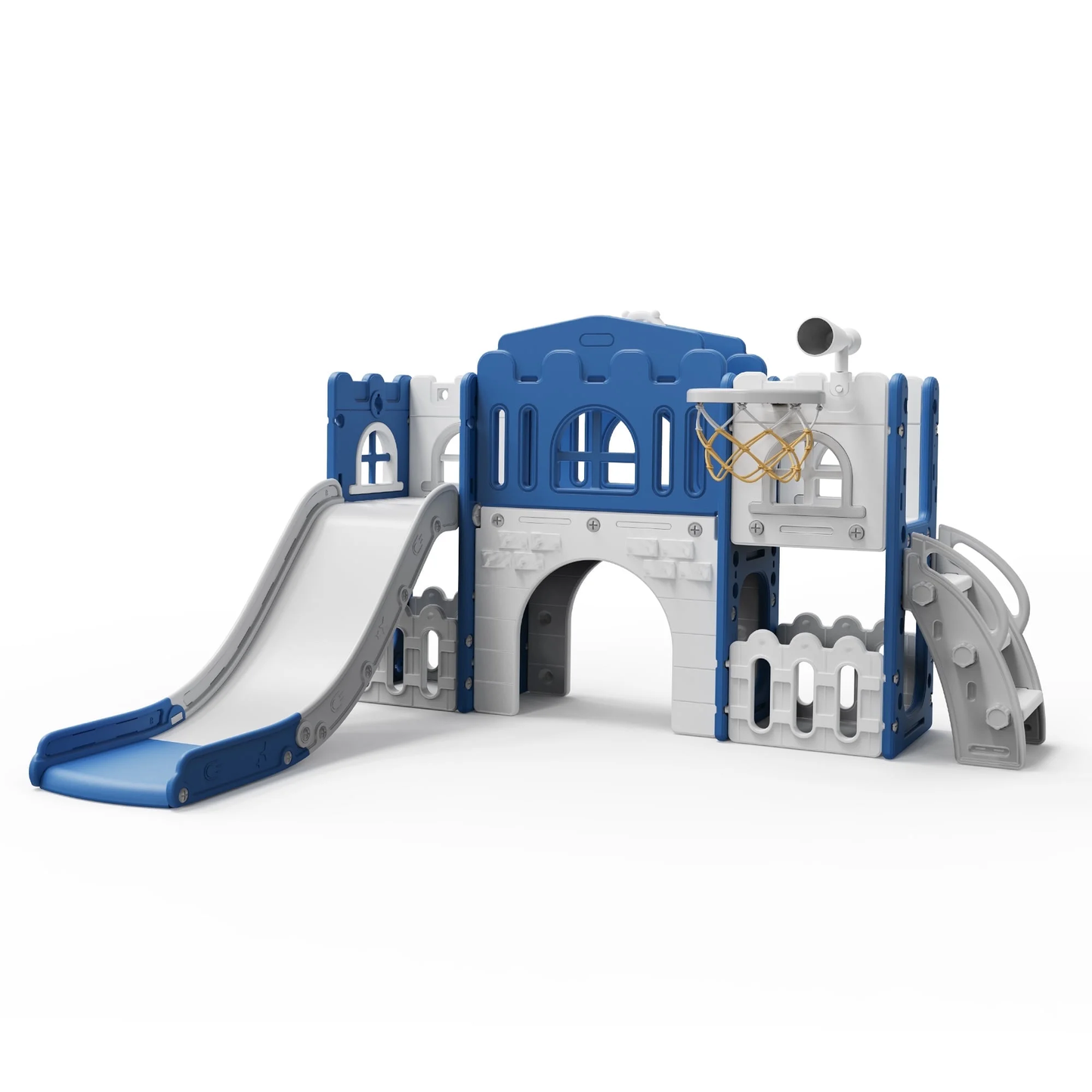 WFUN 9 in 1 Toddler Slide PlaySet for kids indoor/outdoor for Toddlers Age 1+, Blue & Gray